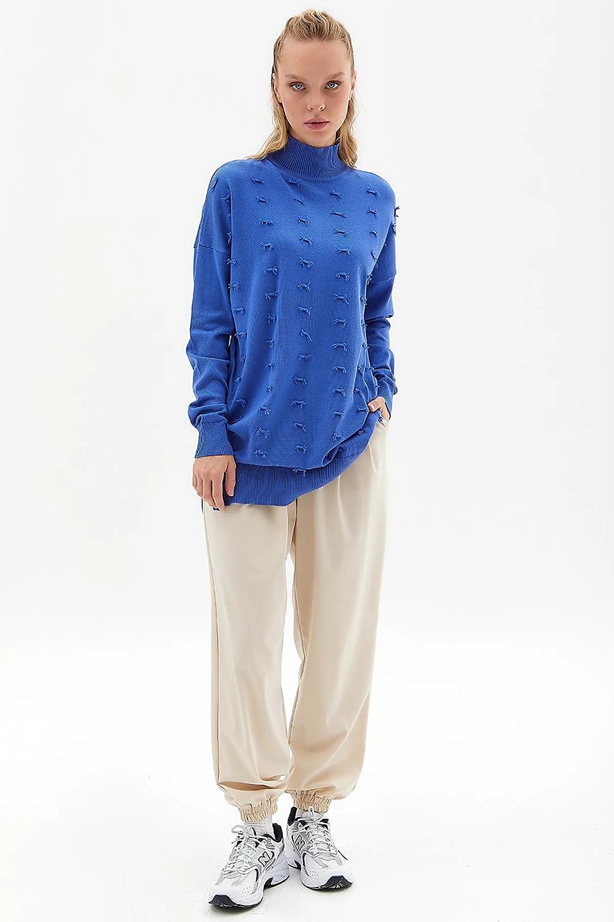 Decorative Tassel Knitwear Tunic Indigo