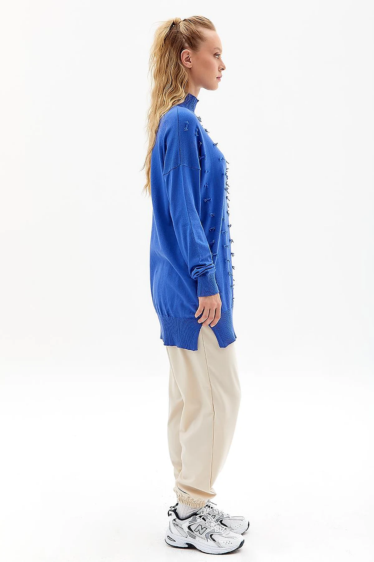 Decorative Tassel Knitwear Tunic Indigo
