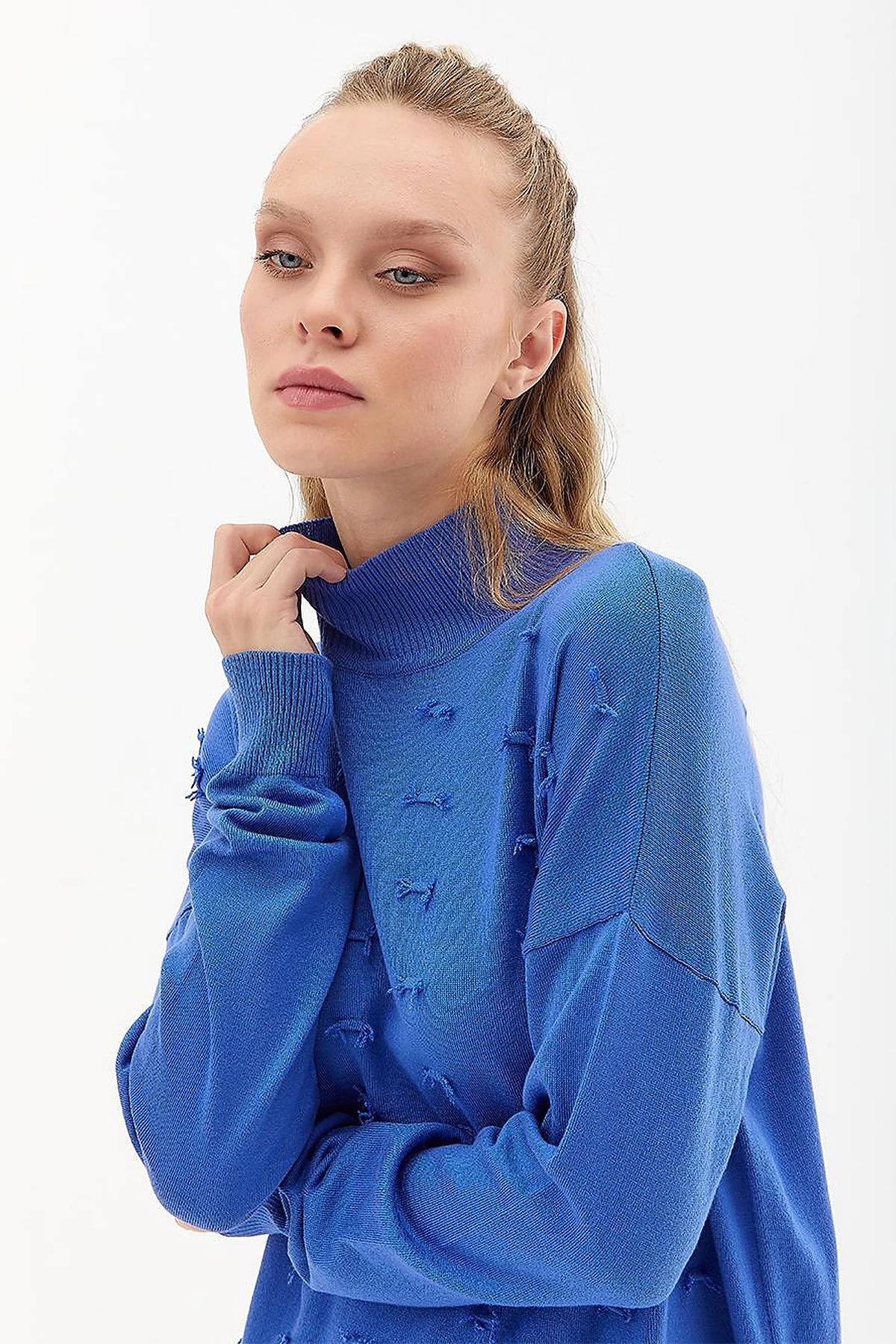 Decorative Tassel Knitwear Tunic Indigo