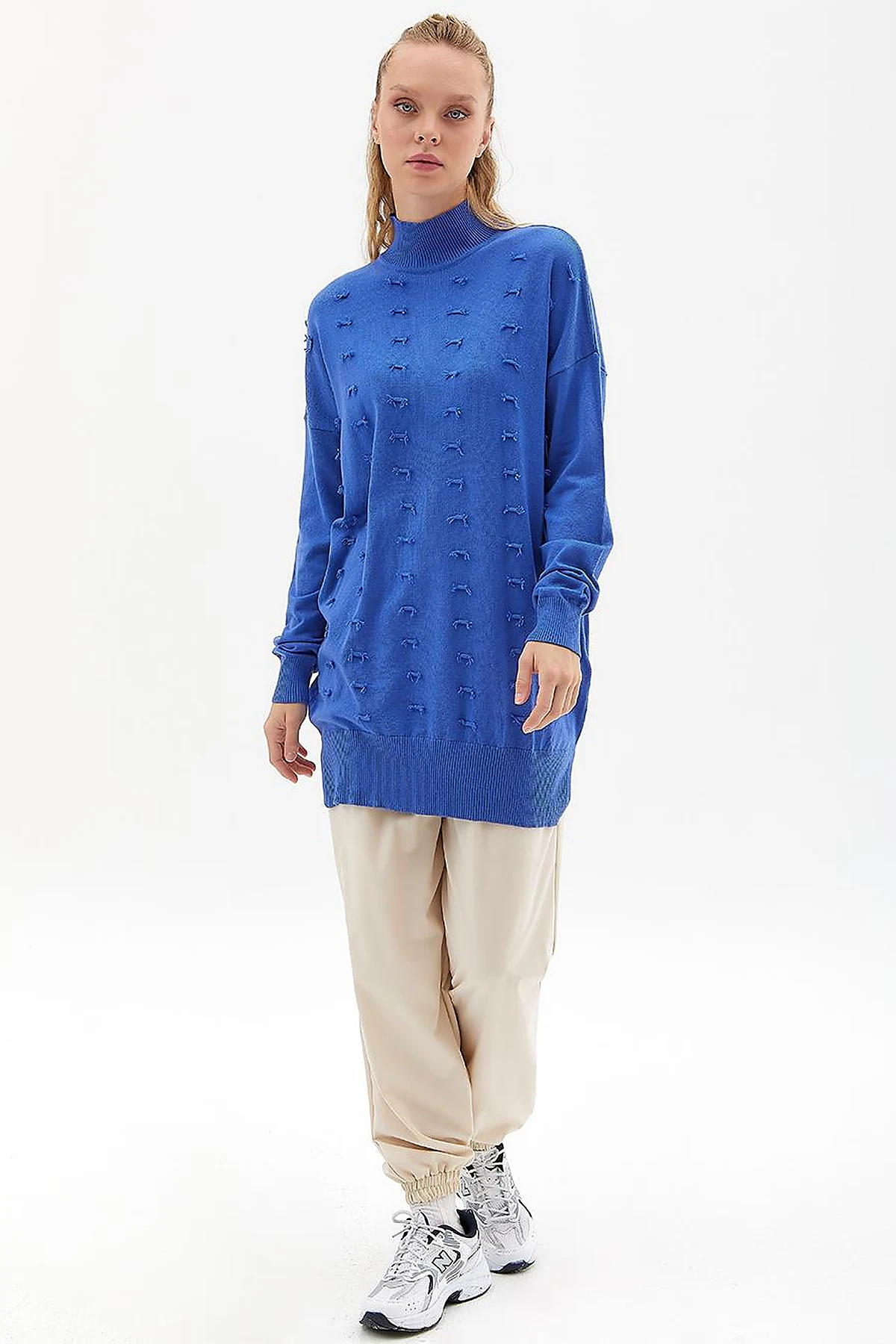 Decorative Tassel Knitwear Tunic Indigo