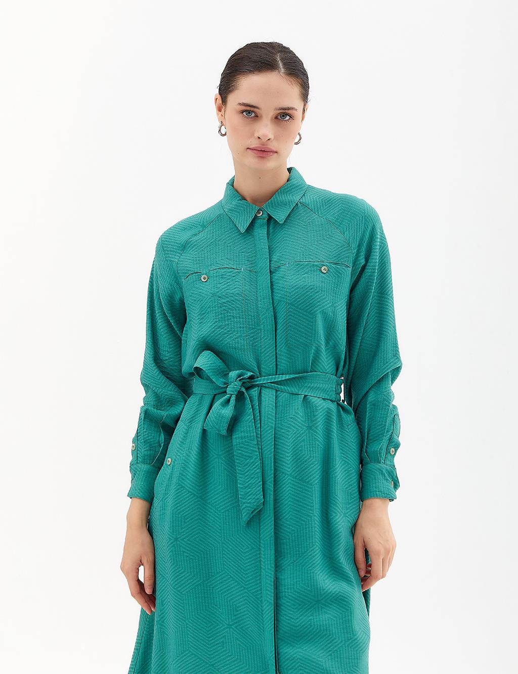 Double Pocket Full Length Tunic Nile Green