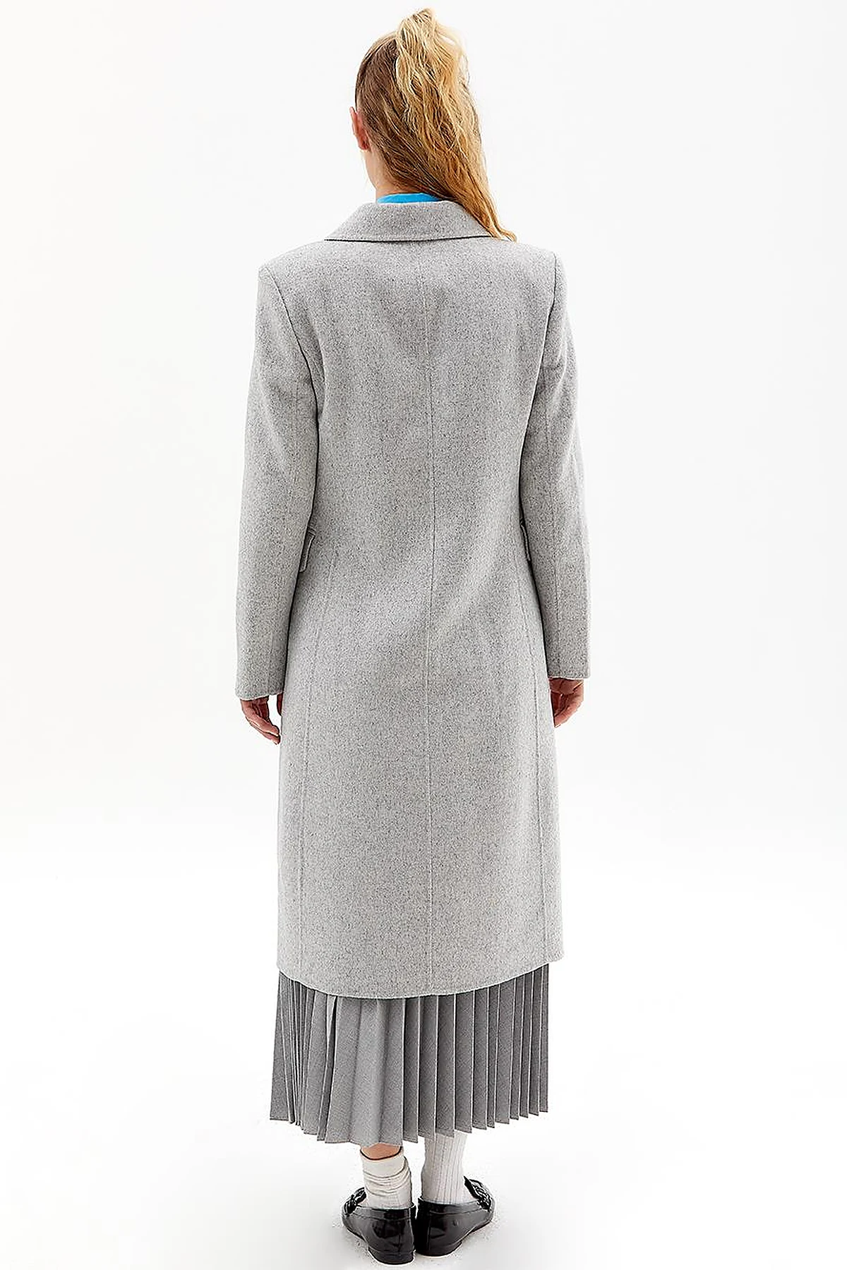 Premium Wool Double-Button Coat Light Gray