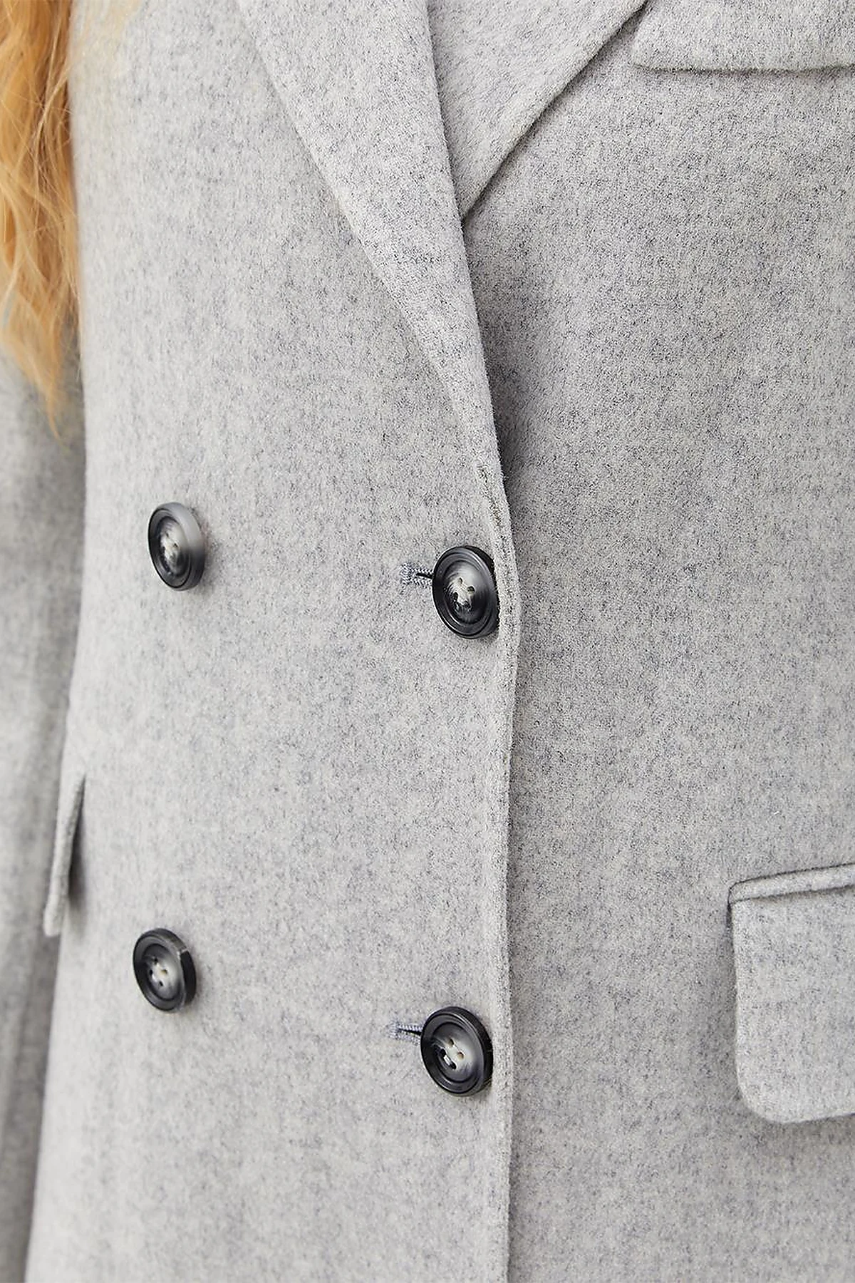 Premium Wool Double-Button Coat Light Gray