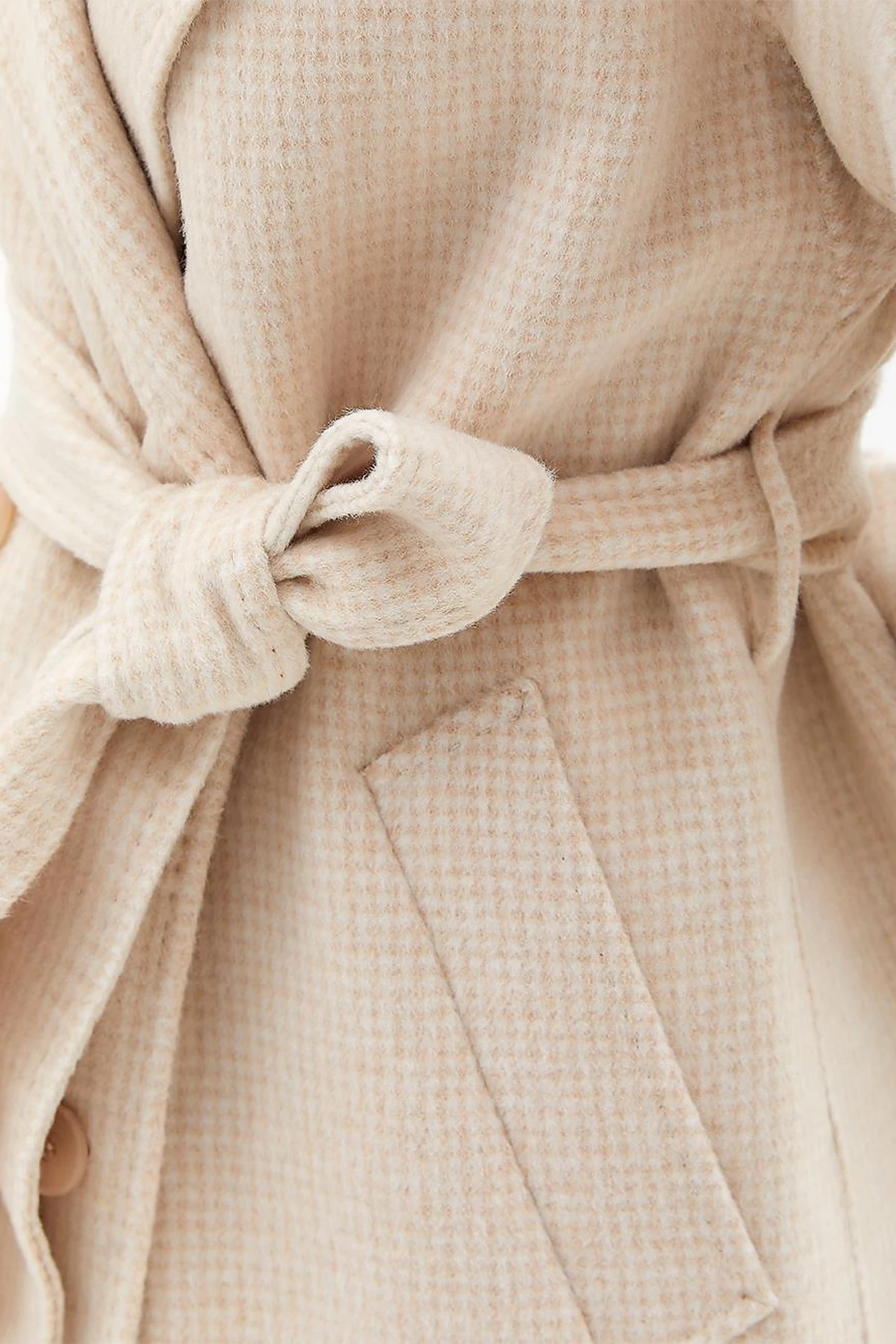 Premium Wool Men's Collar Belted Coat Cream