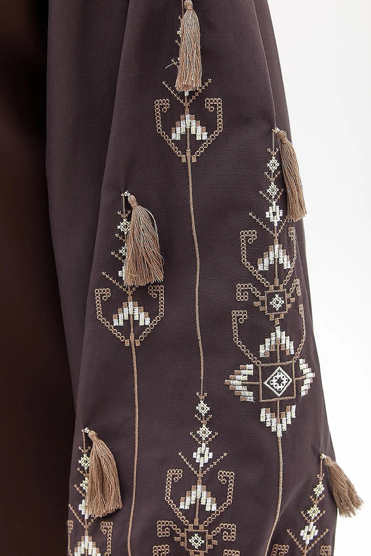 Etamin Embroidered Balloon Sleeve Sweatshirt Bitter Brown