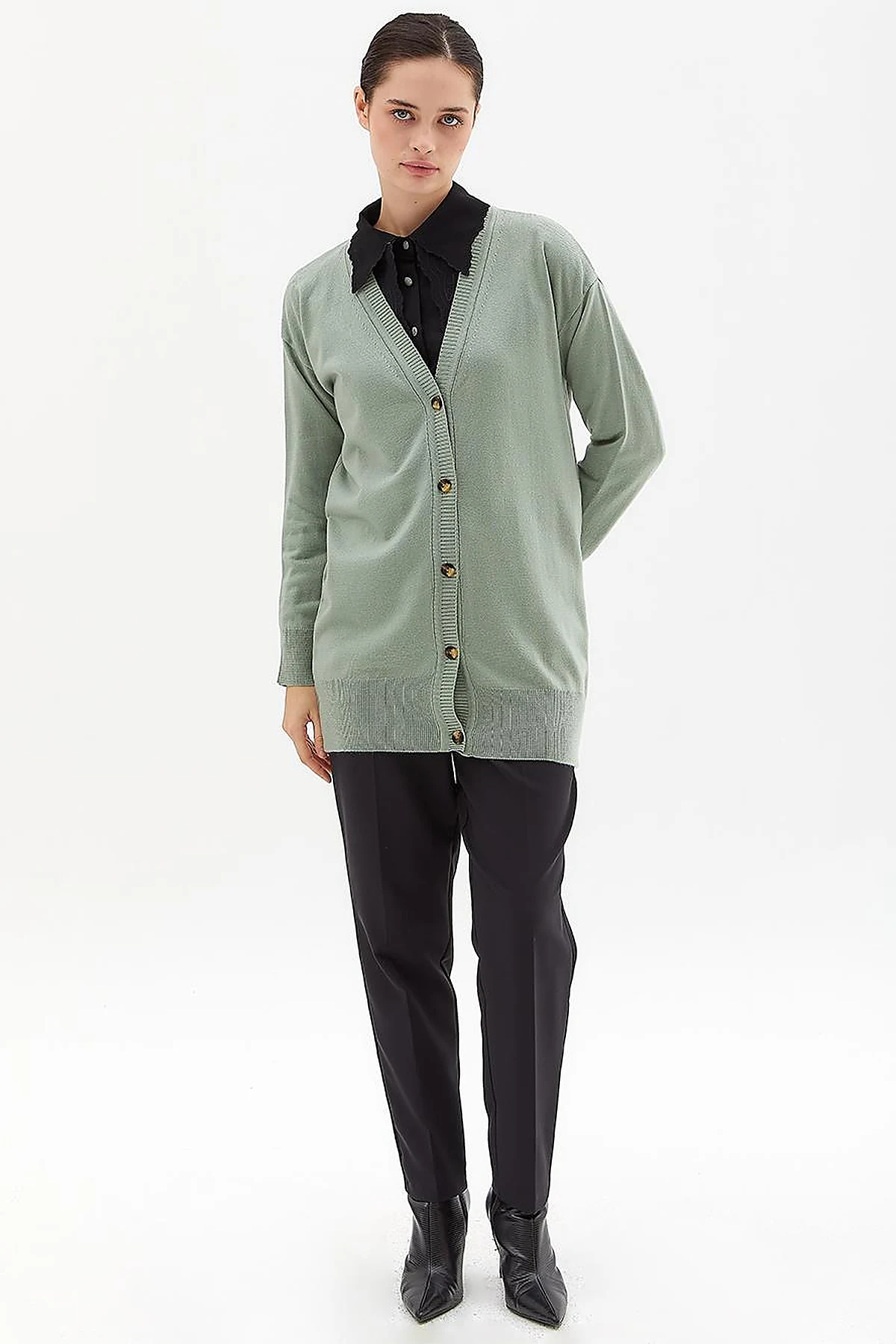 Basic Knitwear Cardigan Moss Green