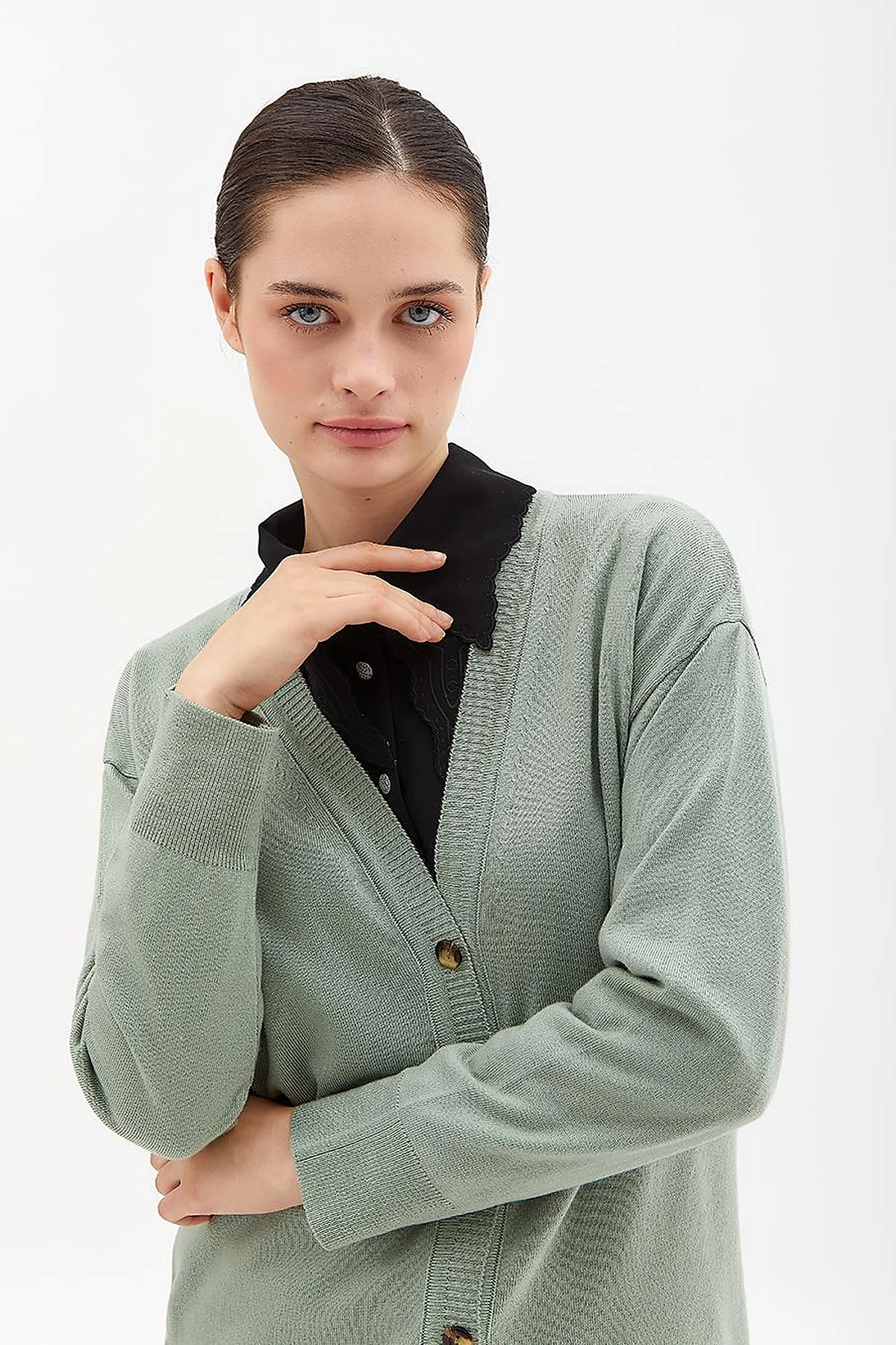 Basic Knitwear Cardigan Moss Green