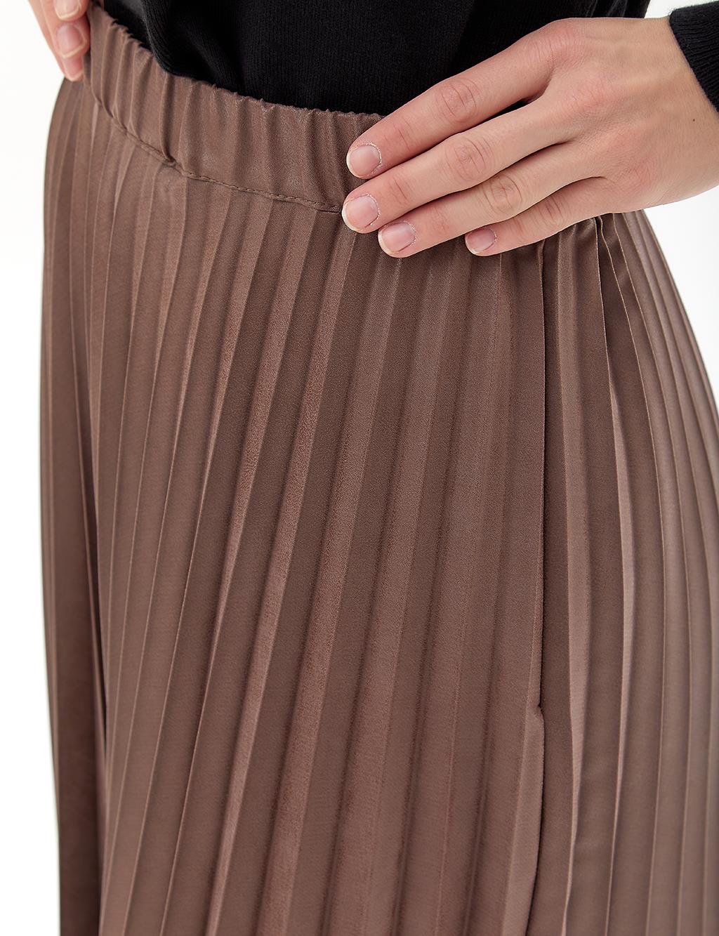 Leather Look Pleat Skirt Mink