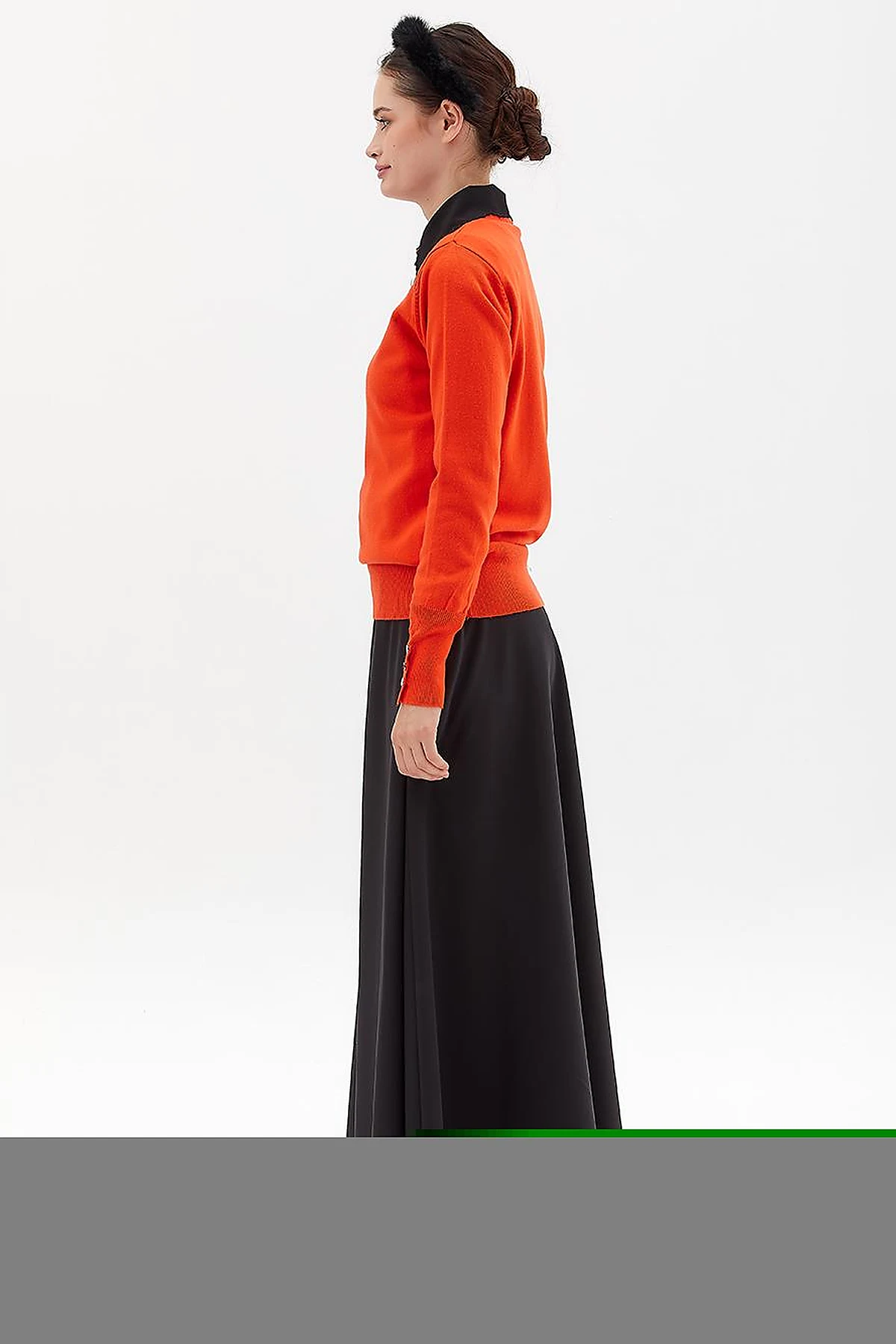 Round Neck Collar Knitwear Sweater Orange