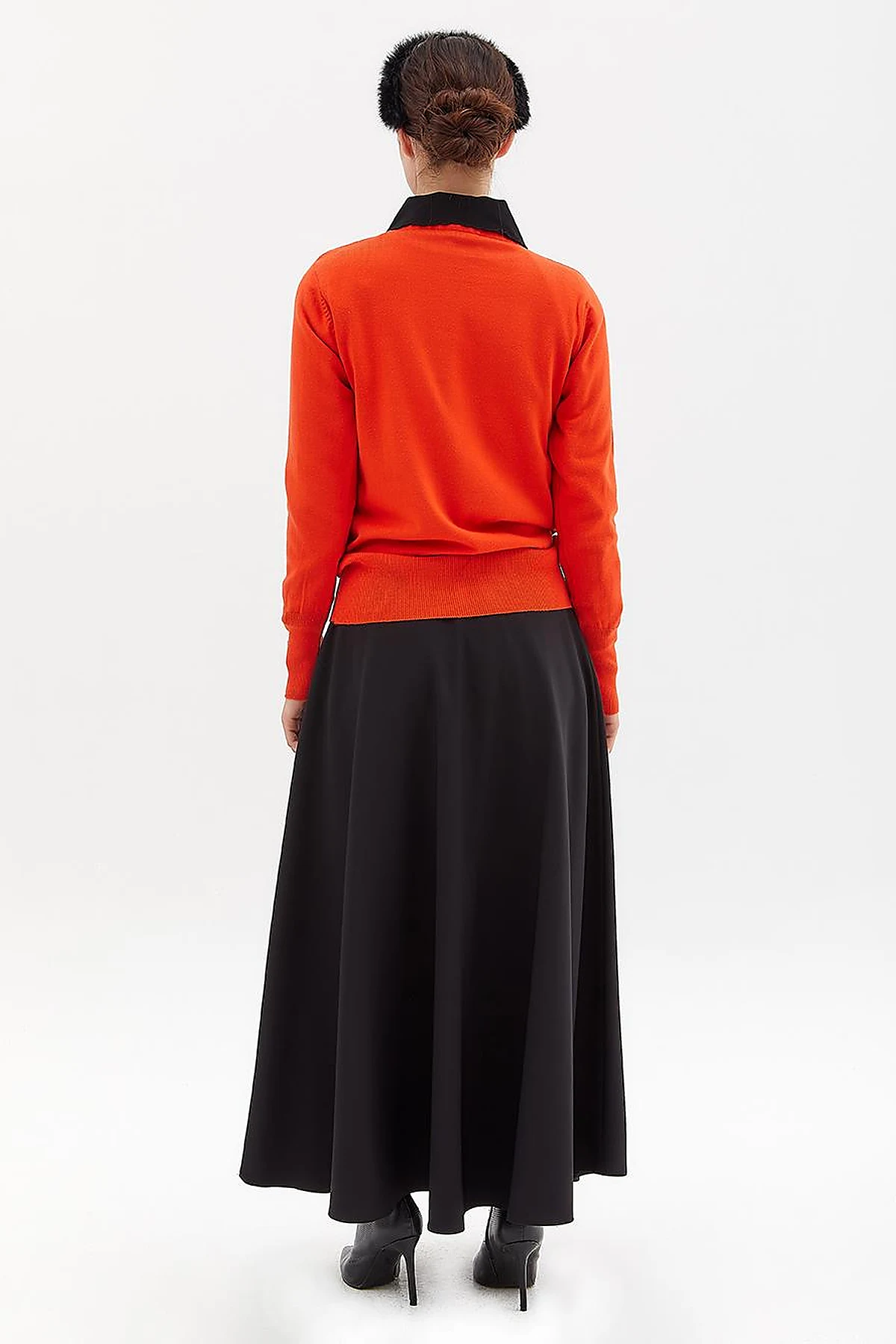 Round Neck Collar Knitwear Sweater Orange
