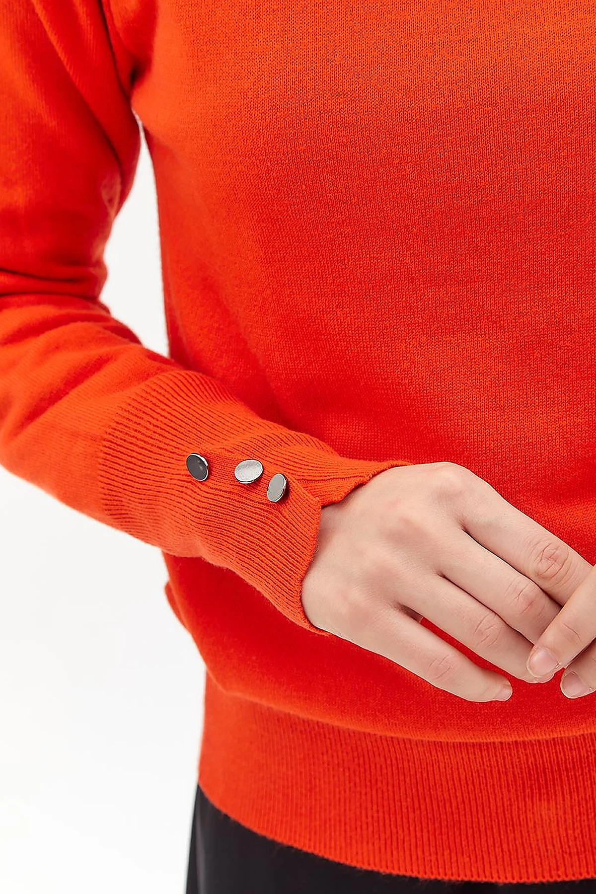 Round Neck Collar Knitwear Sweater Orange