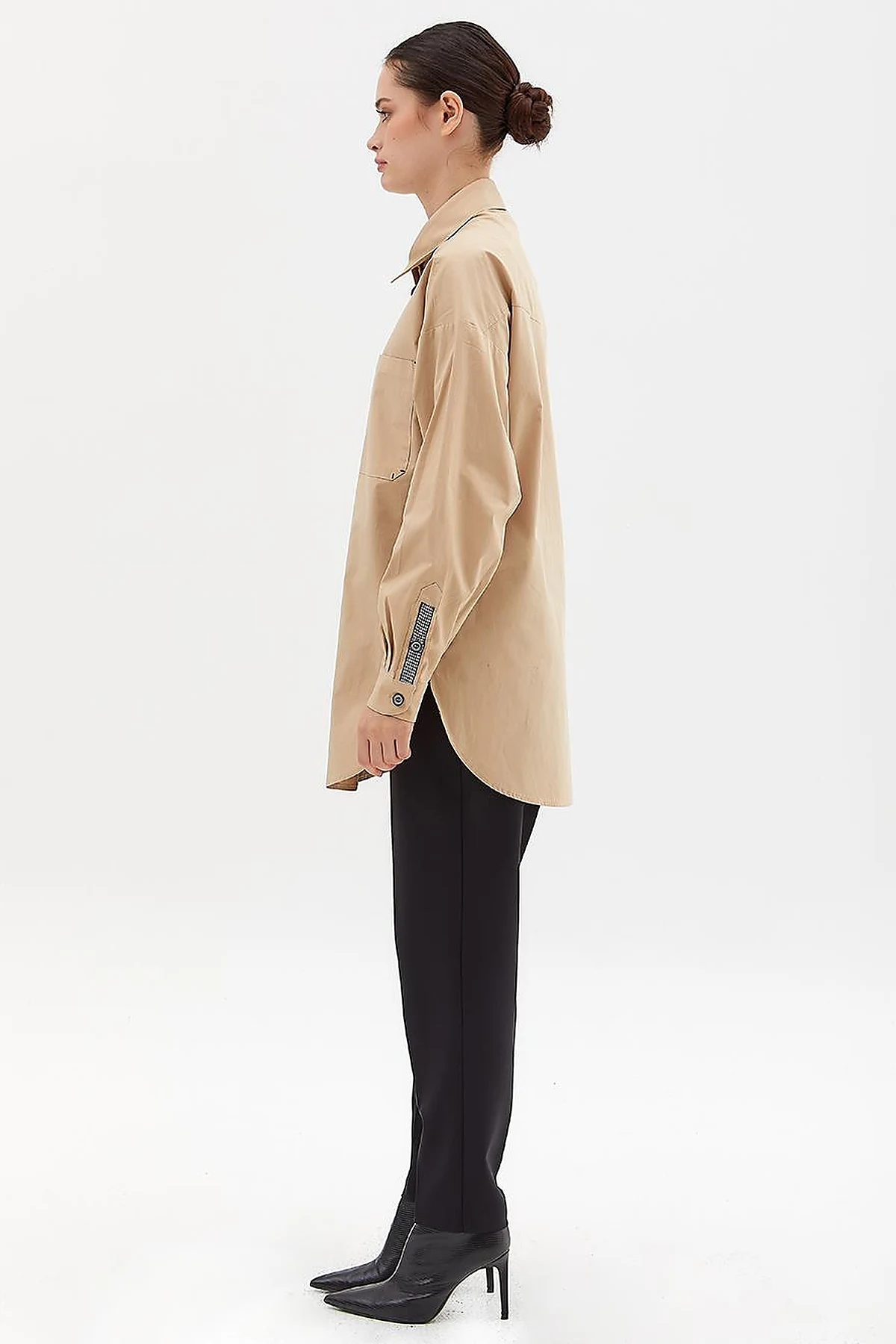 Oversize Poplin Tunik Bej
