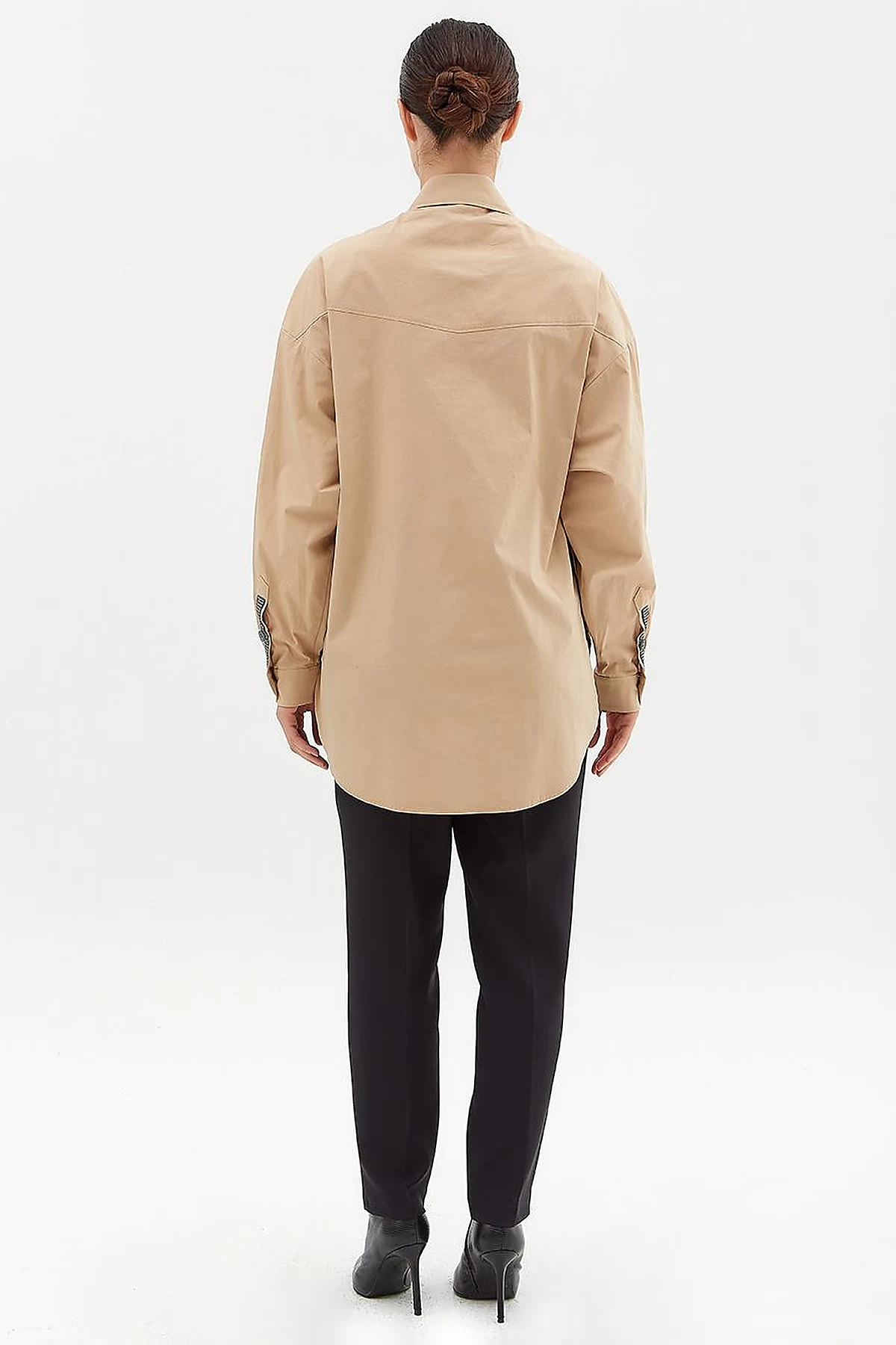 Oversize Poplin Tunik Bej