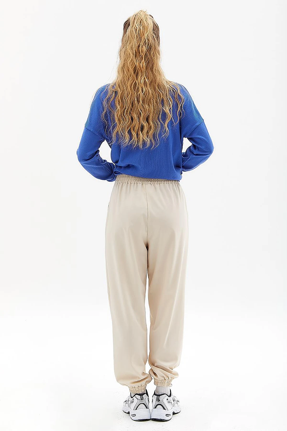 Beli Lastikli Jogger Pantolon Krem