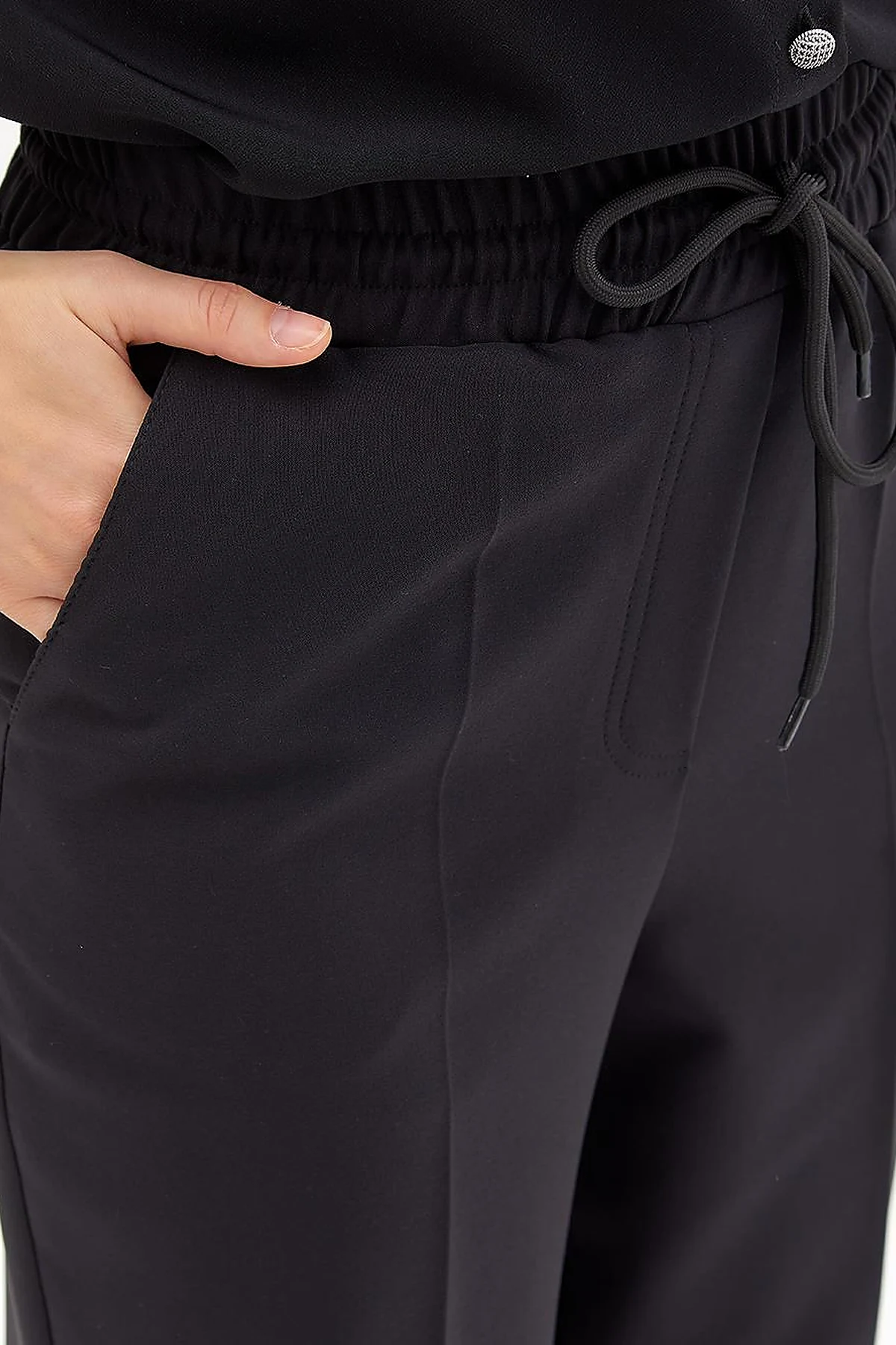 Beli Lastikli Havuç Pantolon Siyah