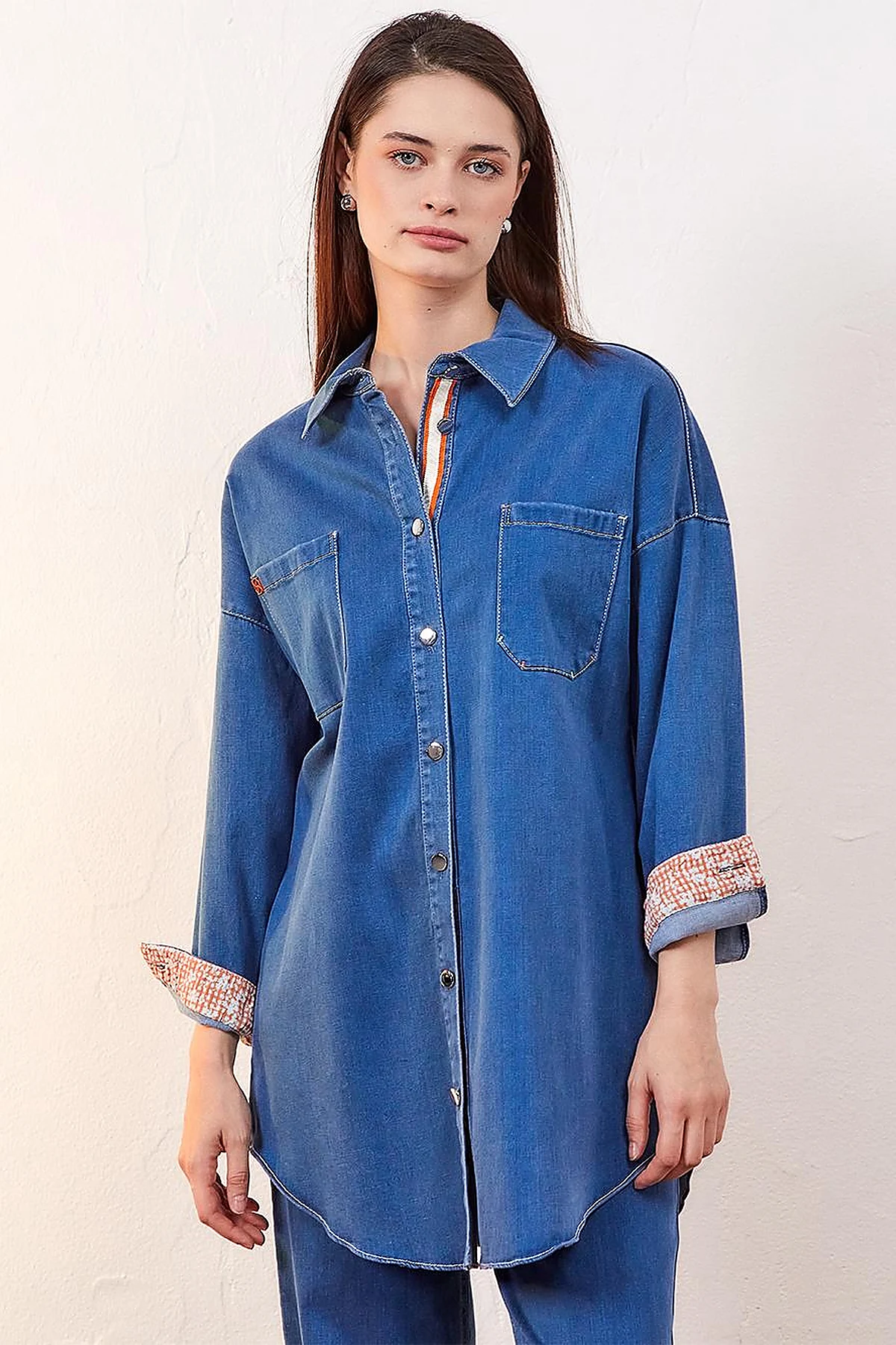 Metal Buttoned Denim Jacket Indigo