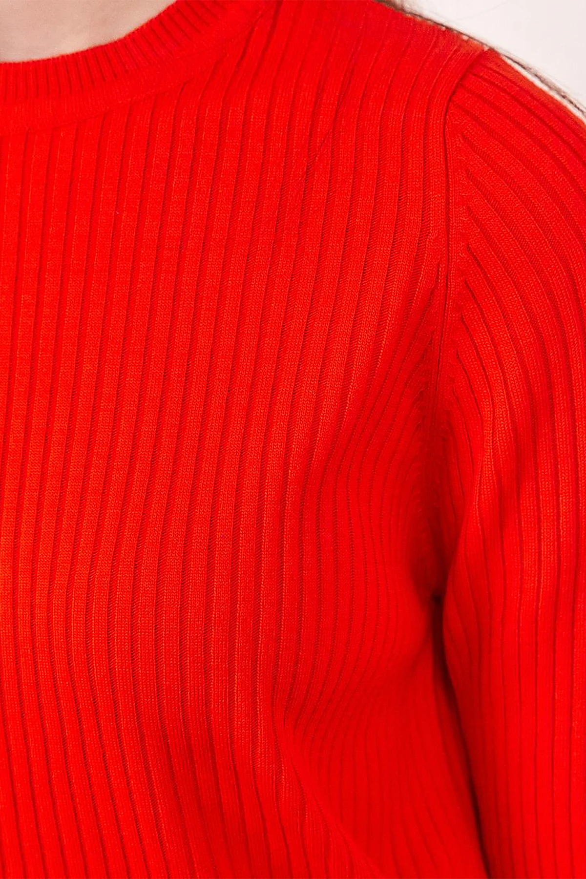 Zero Collar Ribbed Knitted Sweater Orange