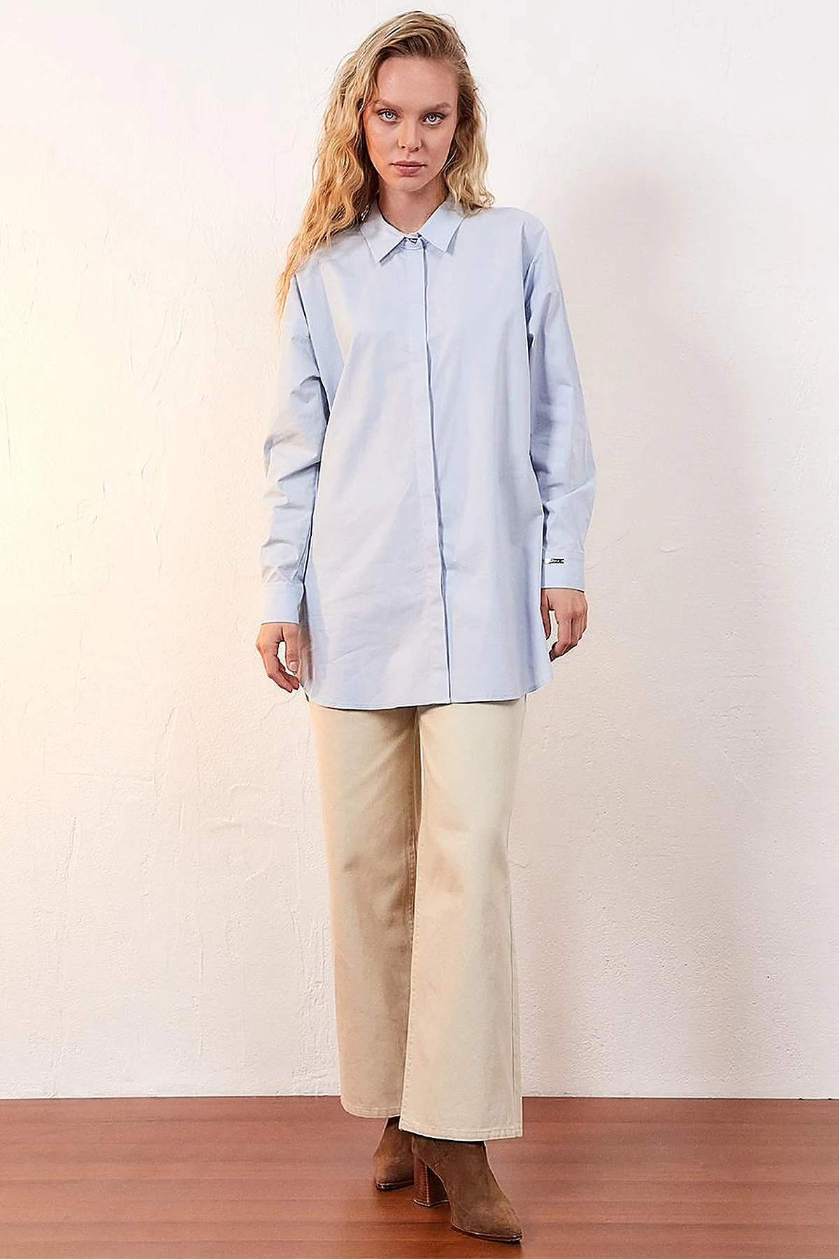 Patchwork Hidden Basic Tunic Blue