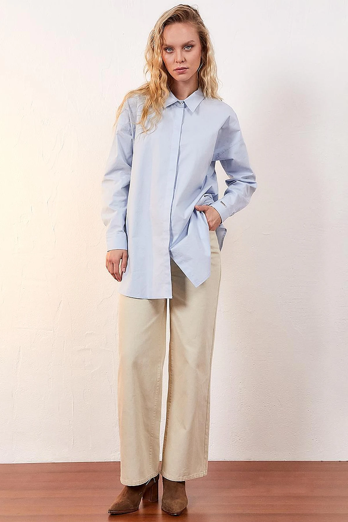 Patchwork Hidden Basic Tunic Blue