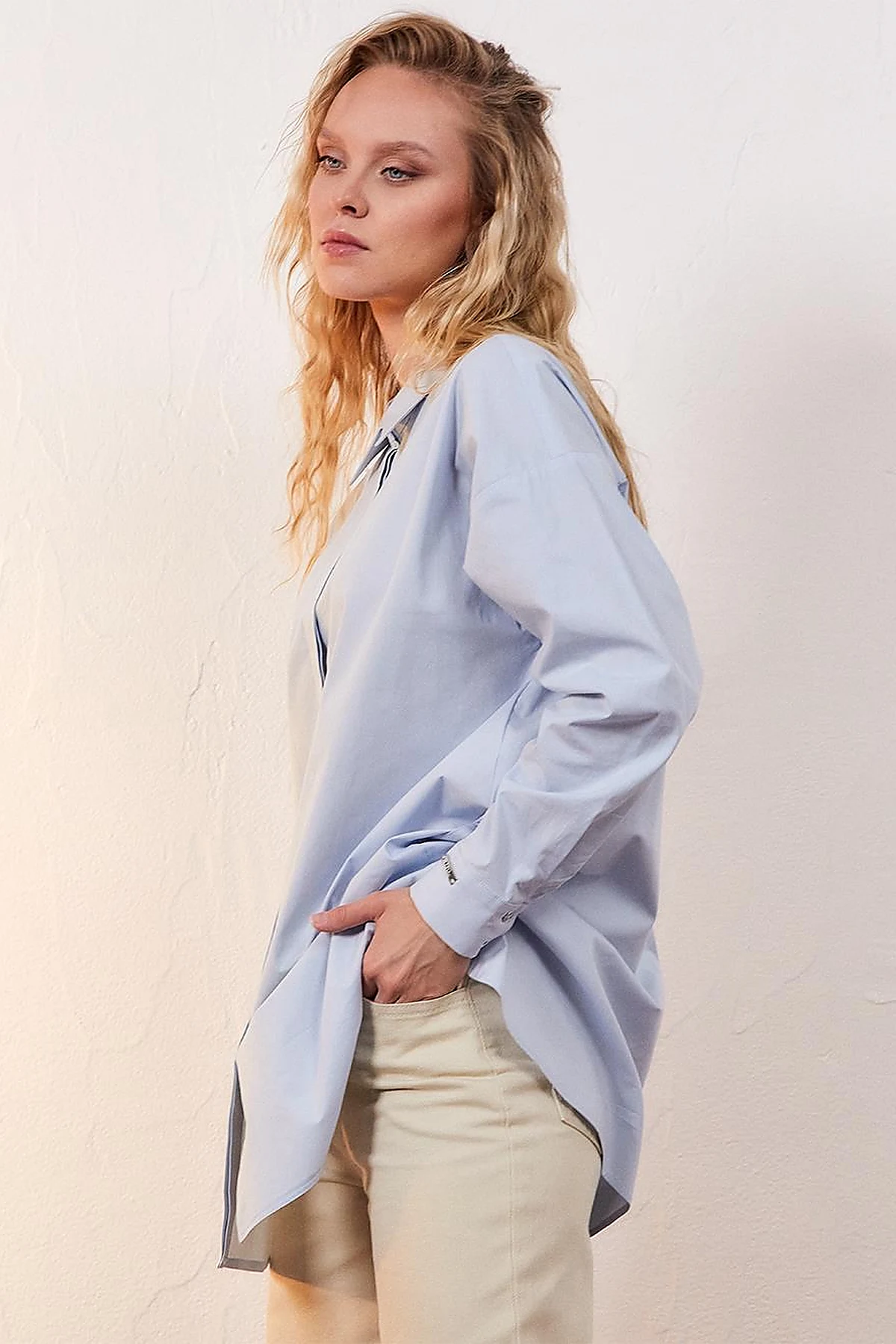 Patchwork Hidden Basic Tunic Blue