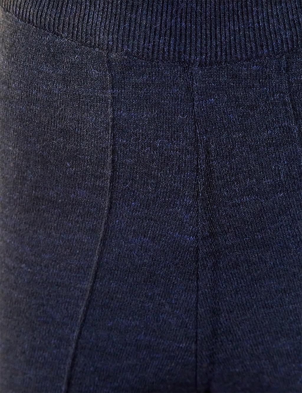 Wide Leg Knitwear Trousers Navy Blue