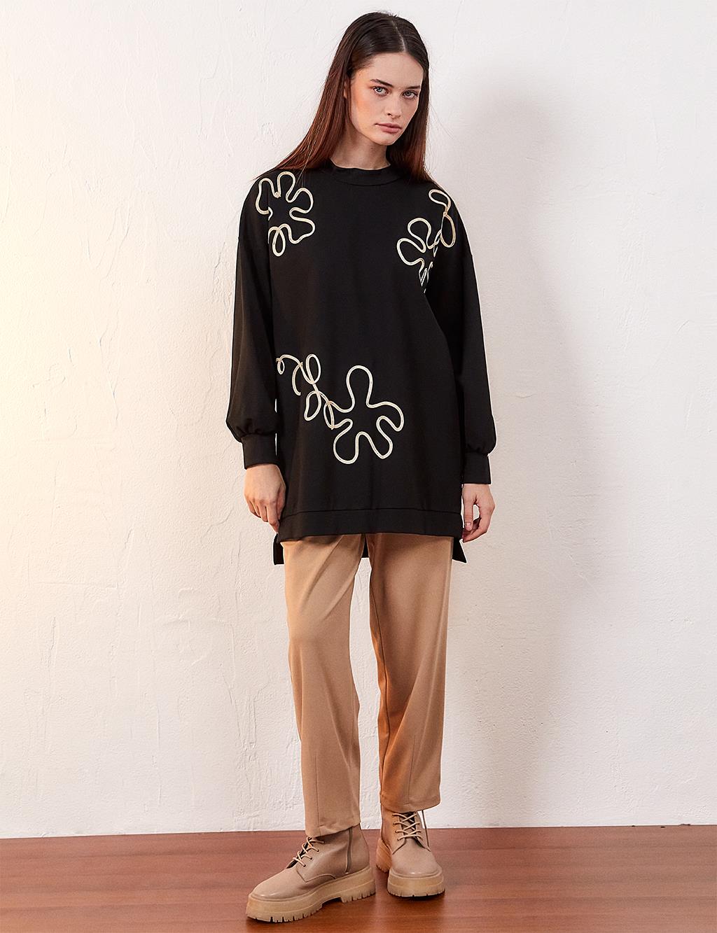 Thread Design Sweatshirt Black