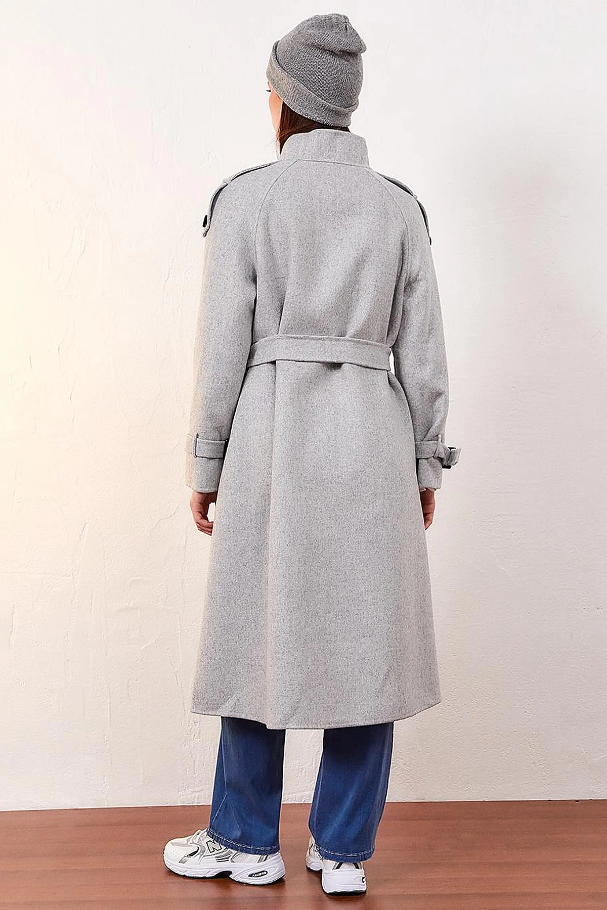 Premium Wool Stand Collar Coat Light Gray