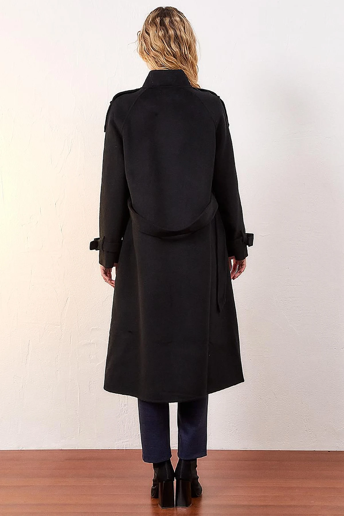 Premium Wool Stand Collar Coat Black