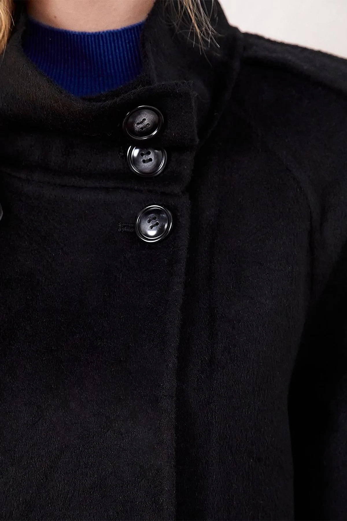Premium Wool Stand Collar Coat Black