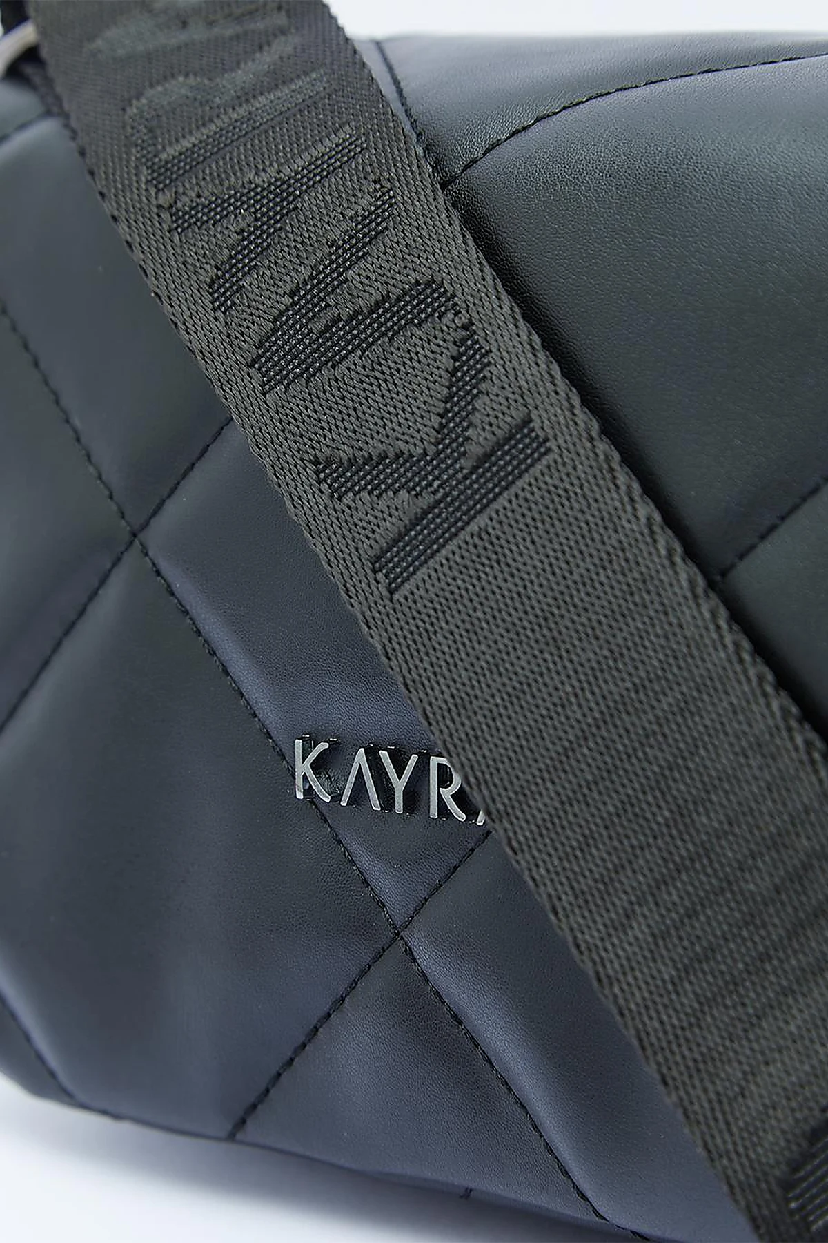 Quilted Rectangular Bag with Woven Strap Black