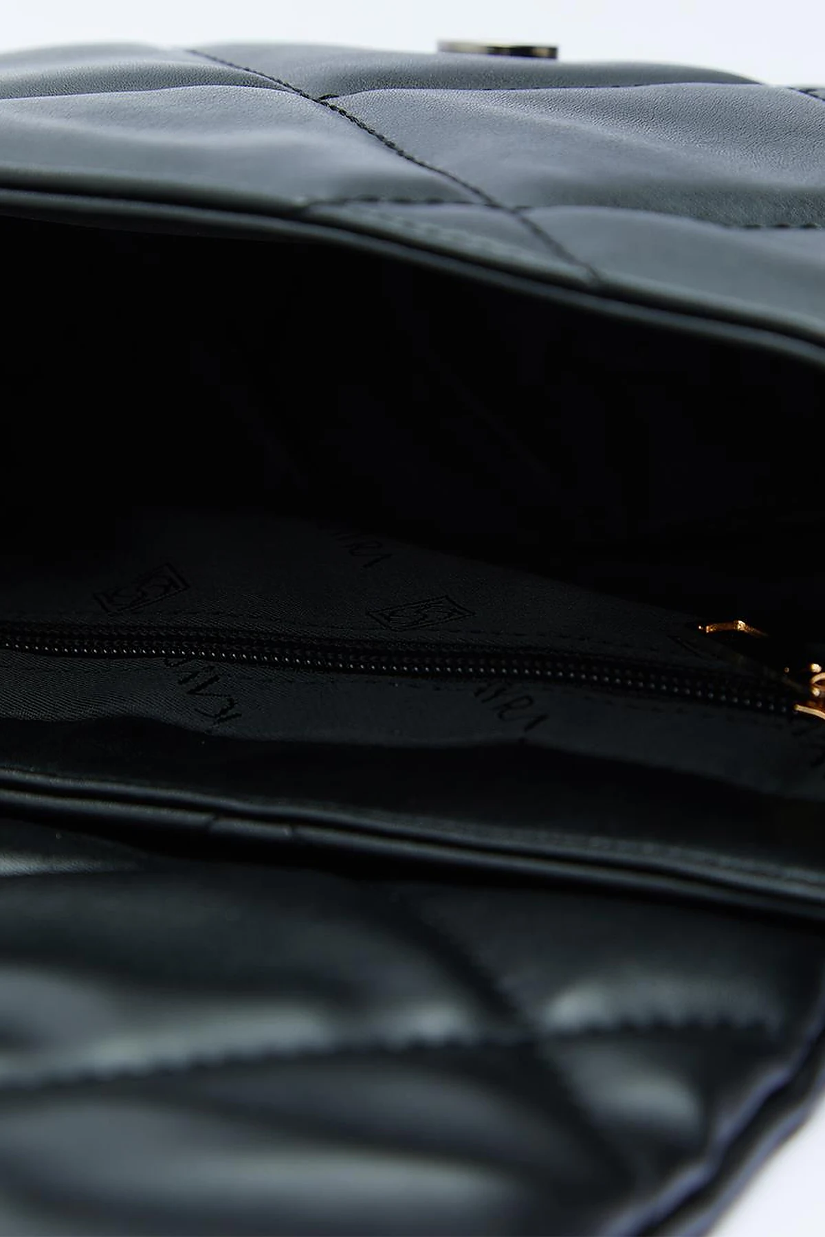 Quilted Rectangular Bag with Woven Strap Black
