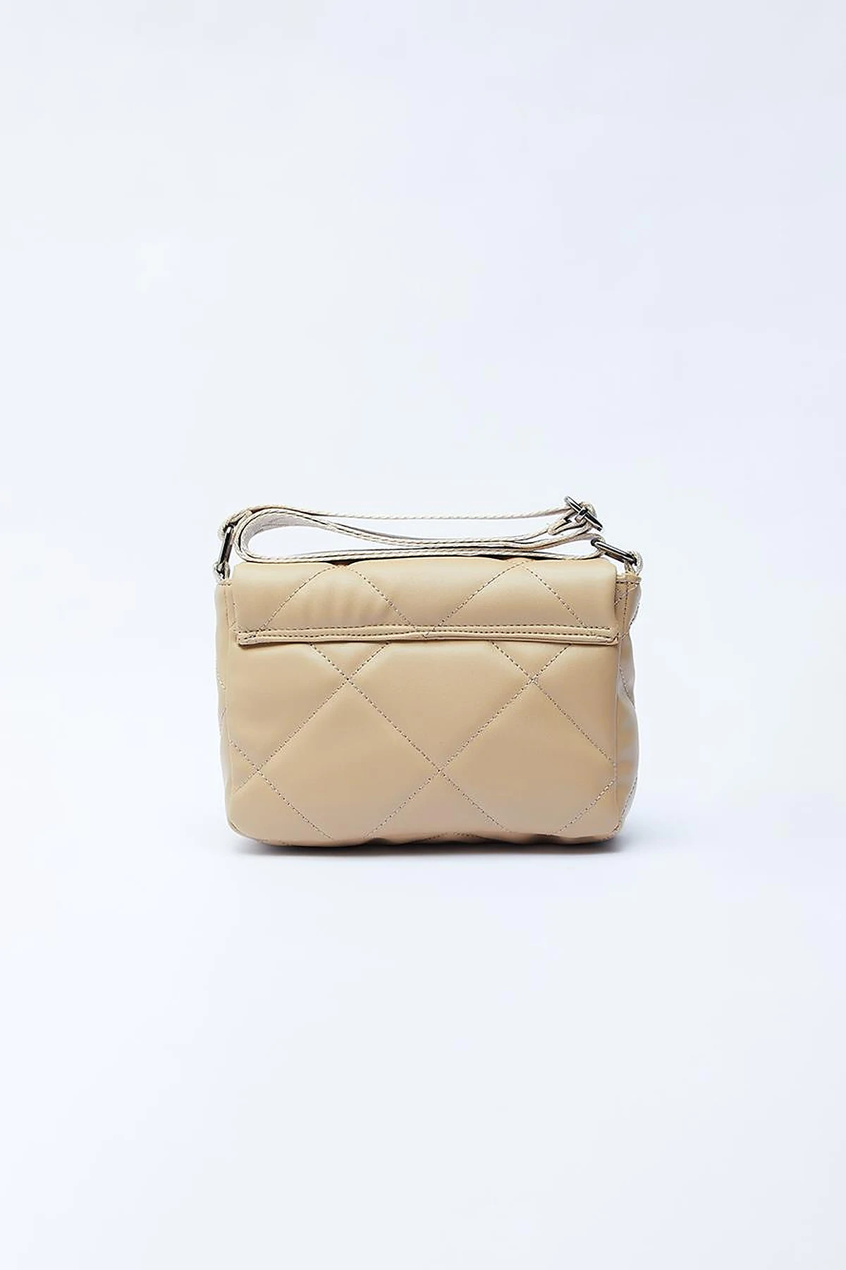 Quilted Rectangular Bag with Woven Strap Milk Coffee