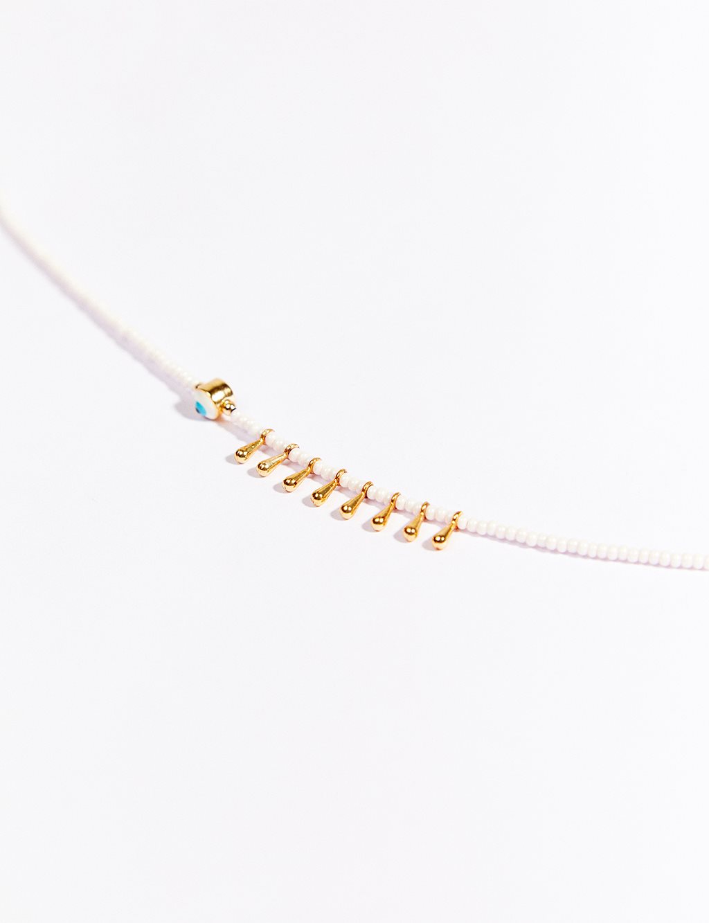 Drop-Shaped Bead Sequined Anklet in Off-White