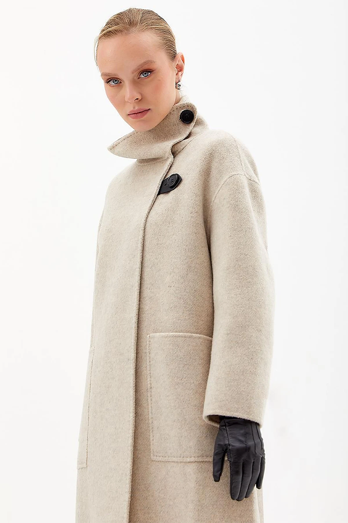 Premium Wool Double-Breasted Coat - Cream