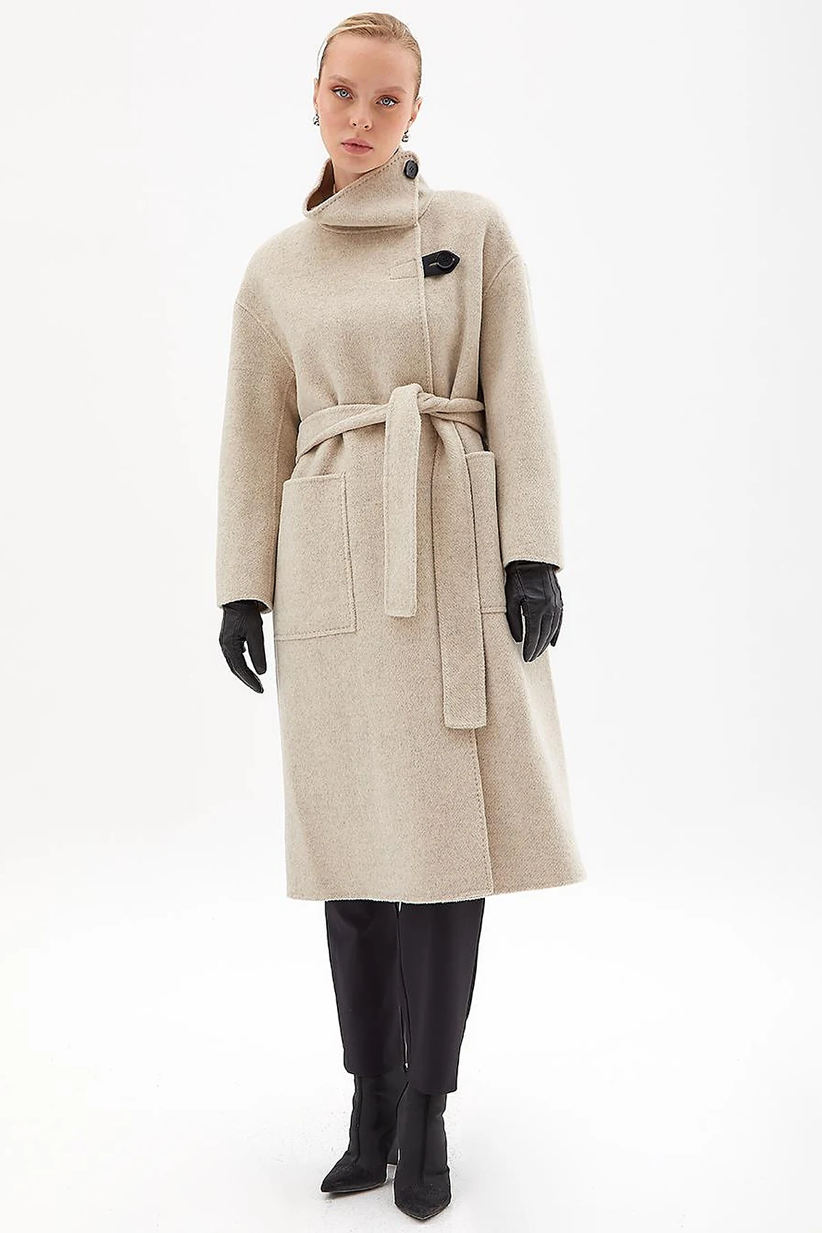 Premium Wool Double-Breasted Coat - Cream