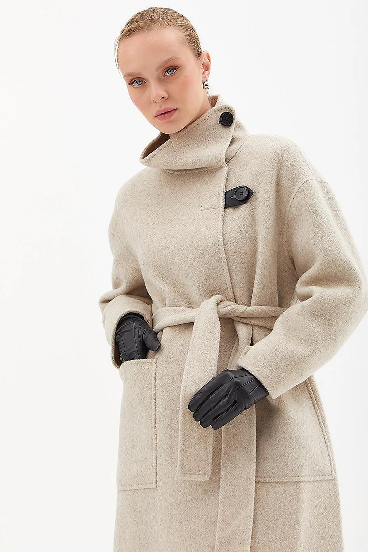 Premium Wool Double-Breasted Coat - Cream
