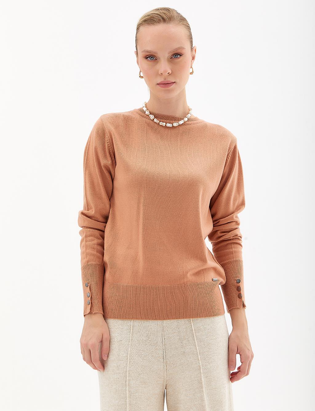 Zero Collar Knit Blouse in Salmon