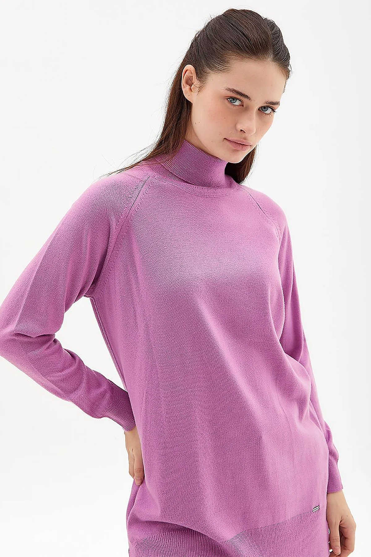 Turtleneck Knit Blouse Lilac