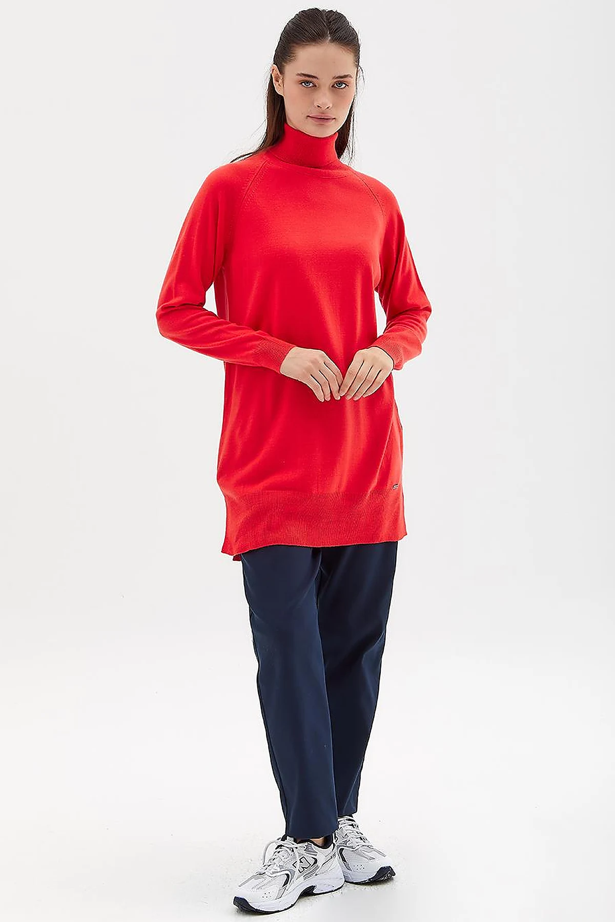 Turtleneck Knit Sweater in Pomegranate Blossom
