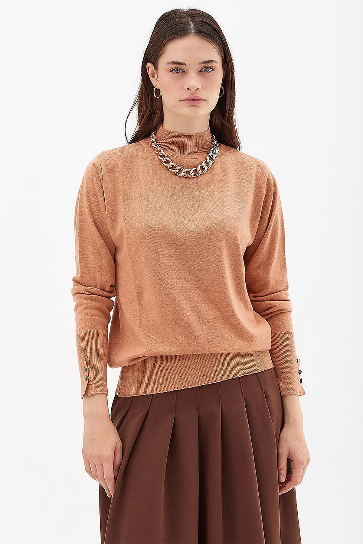 Basic Knit Sweater in Salmon