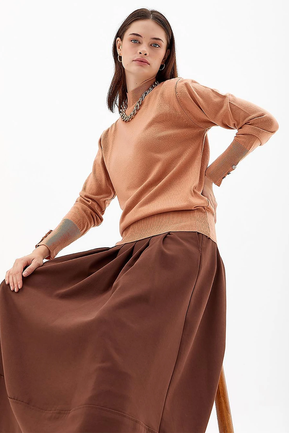 Basic Knit Sweater in Salmon