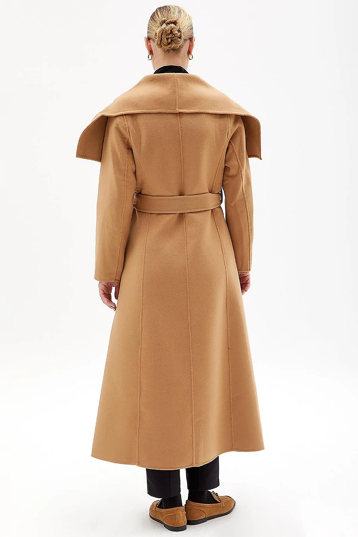 Premium Wool Wide Lapel Cashmere Coat Camel