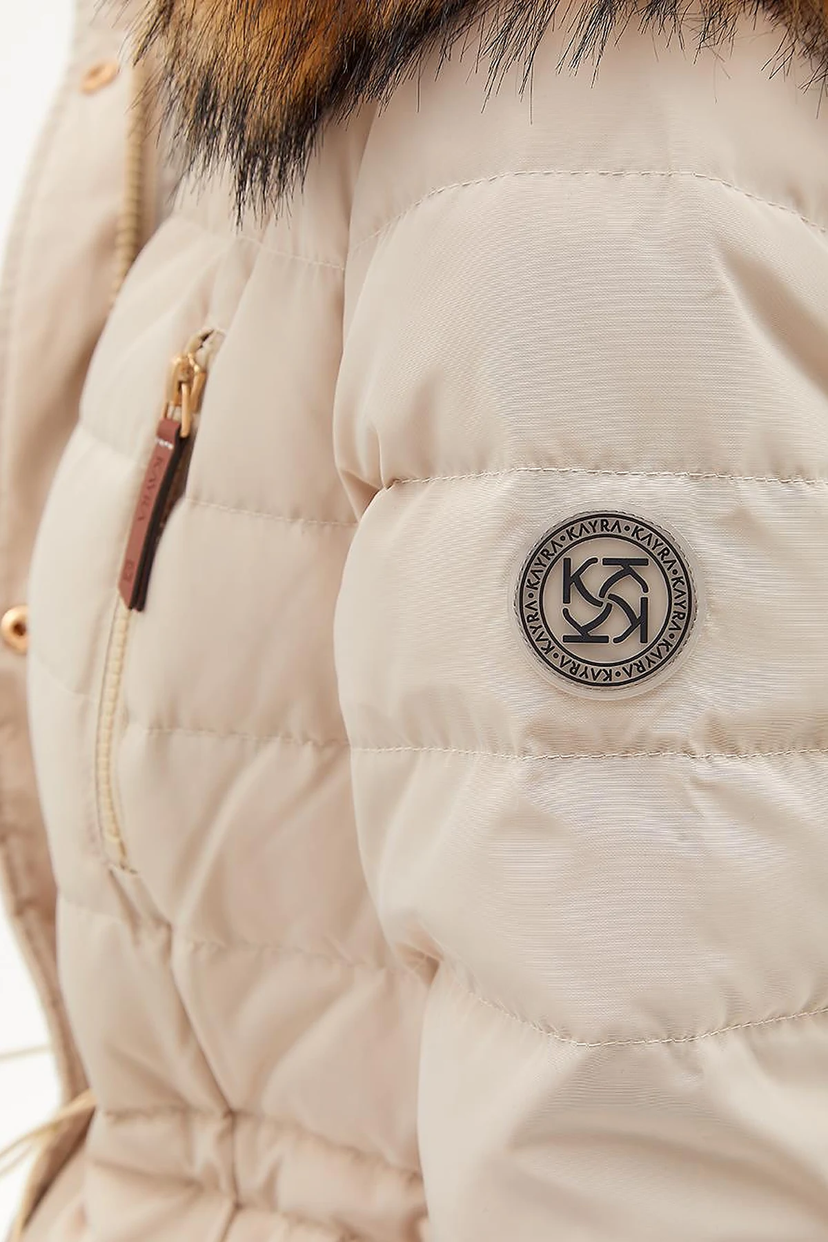 Goose Feather Filled Long Coat Cream