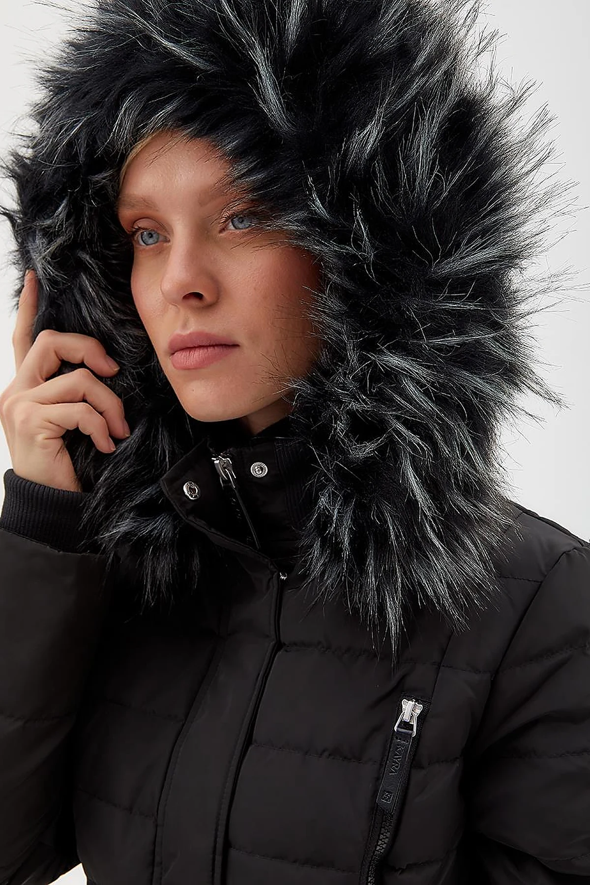 Goose Feather Filled Long Coat Black