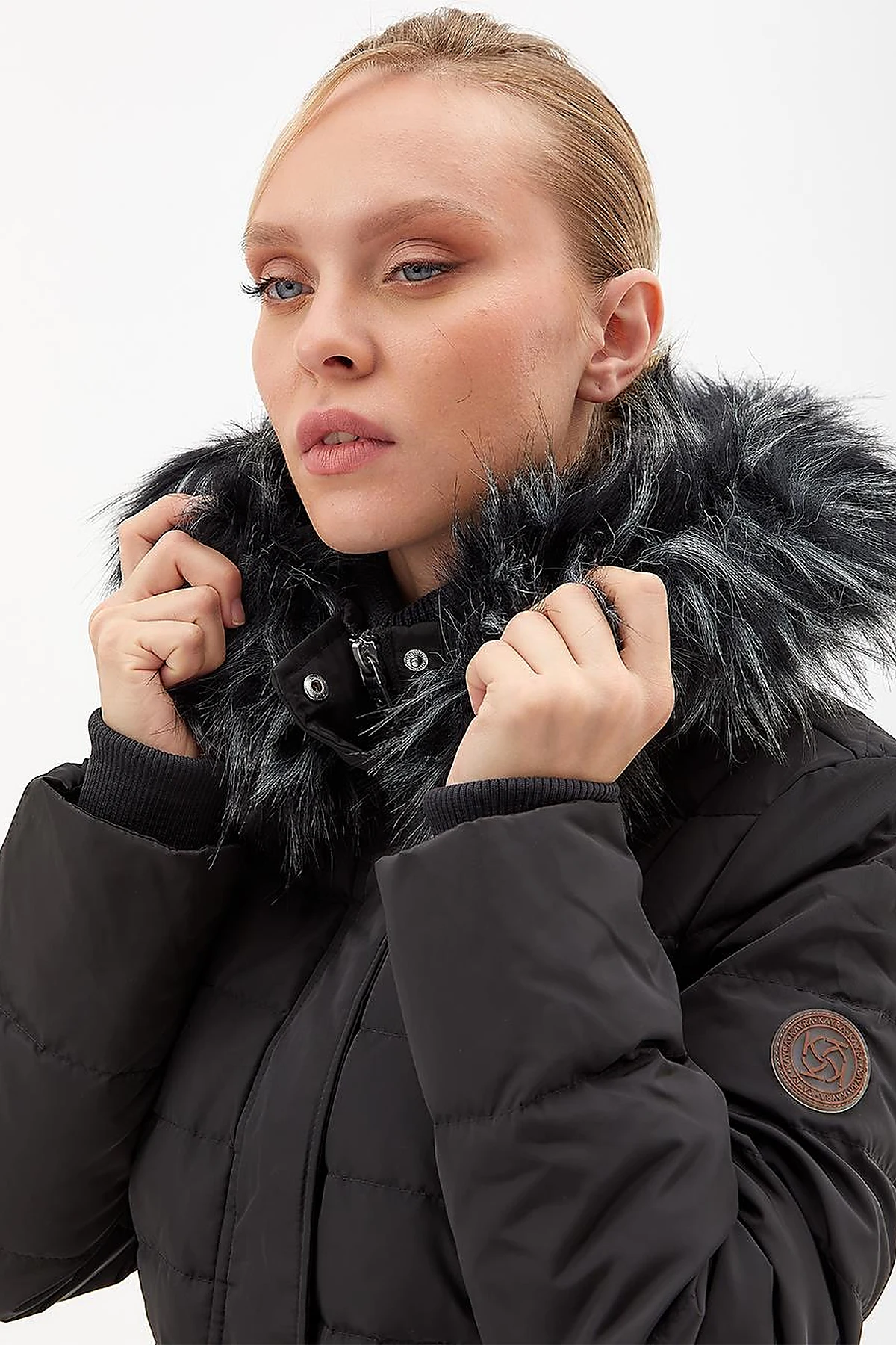 Goose Feather Filled Long Coat Black