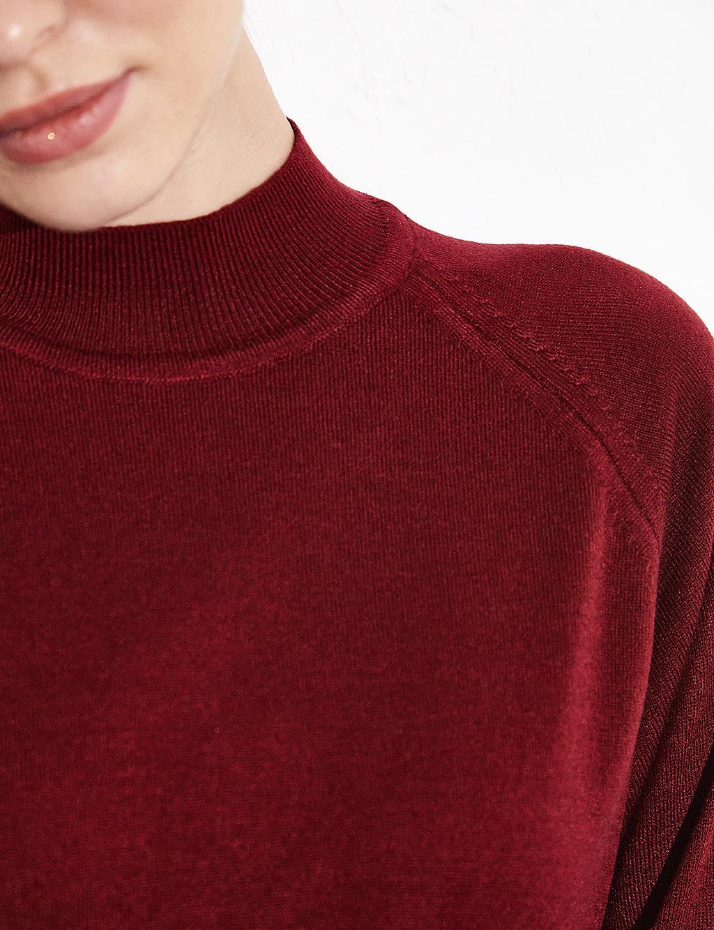 Half Turtleneck Knitwear Tunic Claret Red