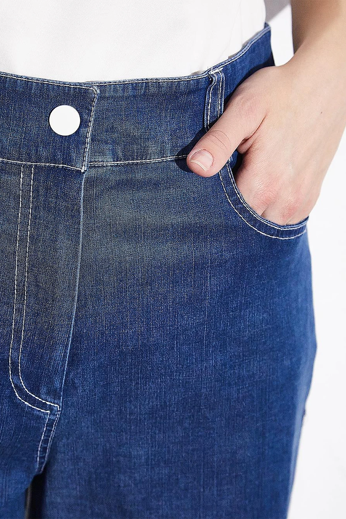 Püsküllü Geniş Paça Denim Pantolon Lacivert