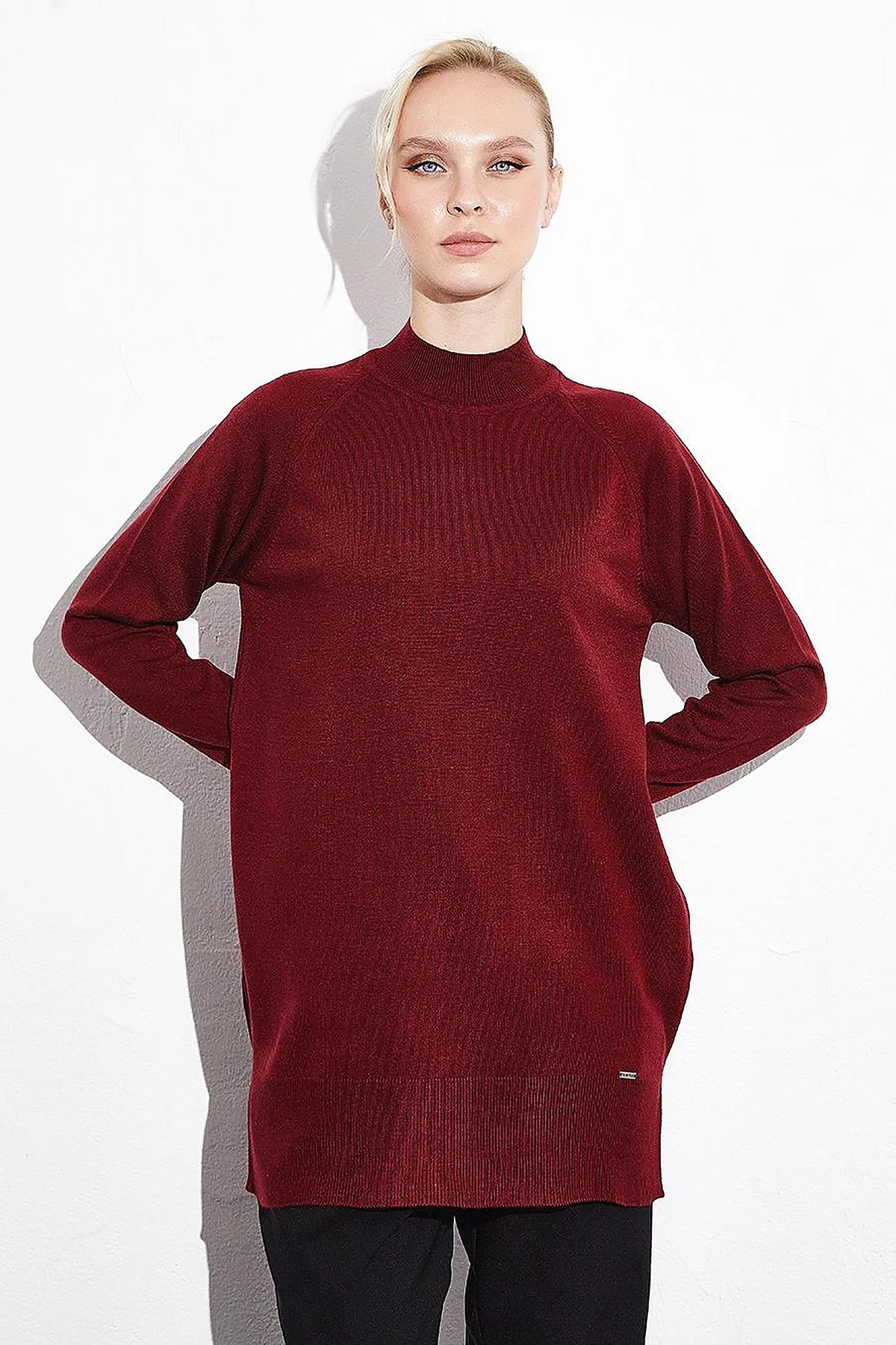 Half Turtleneck Knitwear Tunic Claret Red