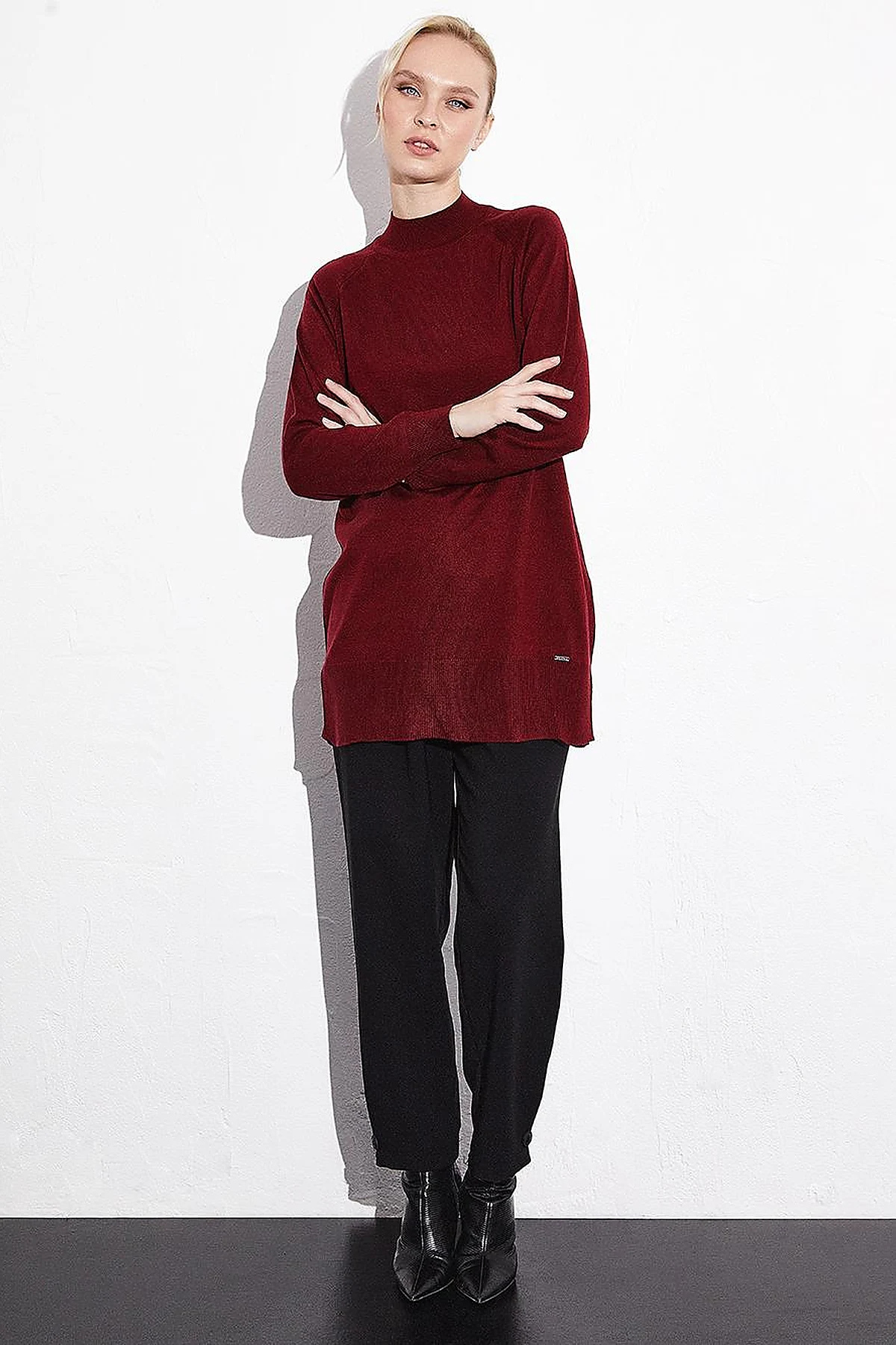 Half Turtleneck Knitwear Tunic Claret Red