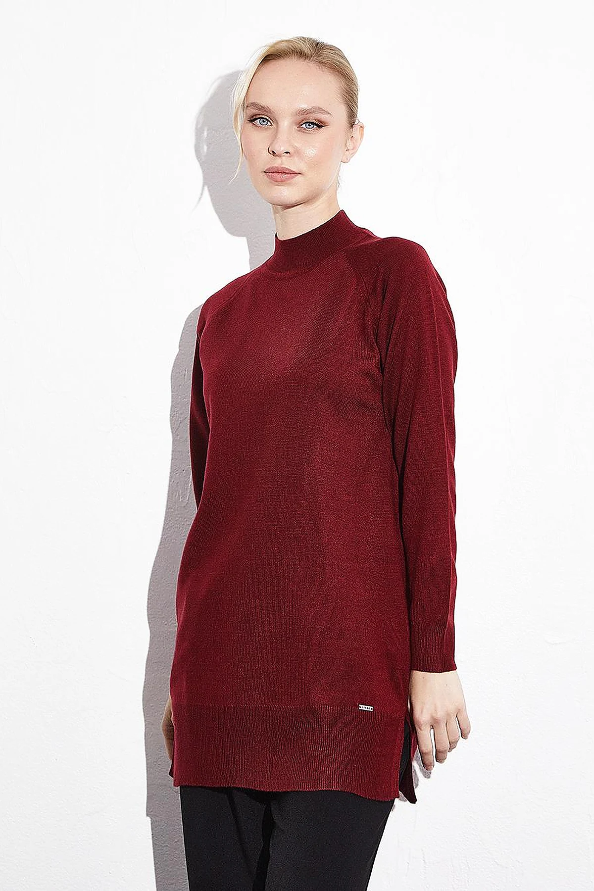 Half Turtleneck Knitwear Tunic Claret Red